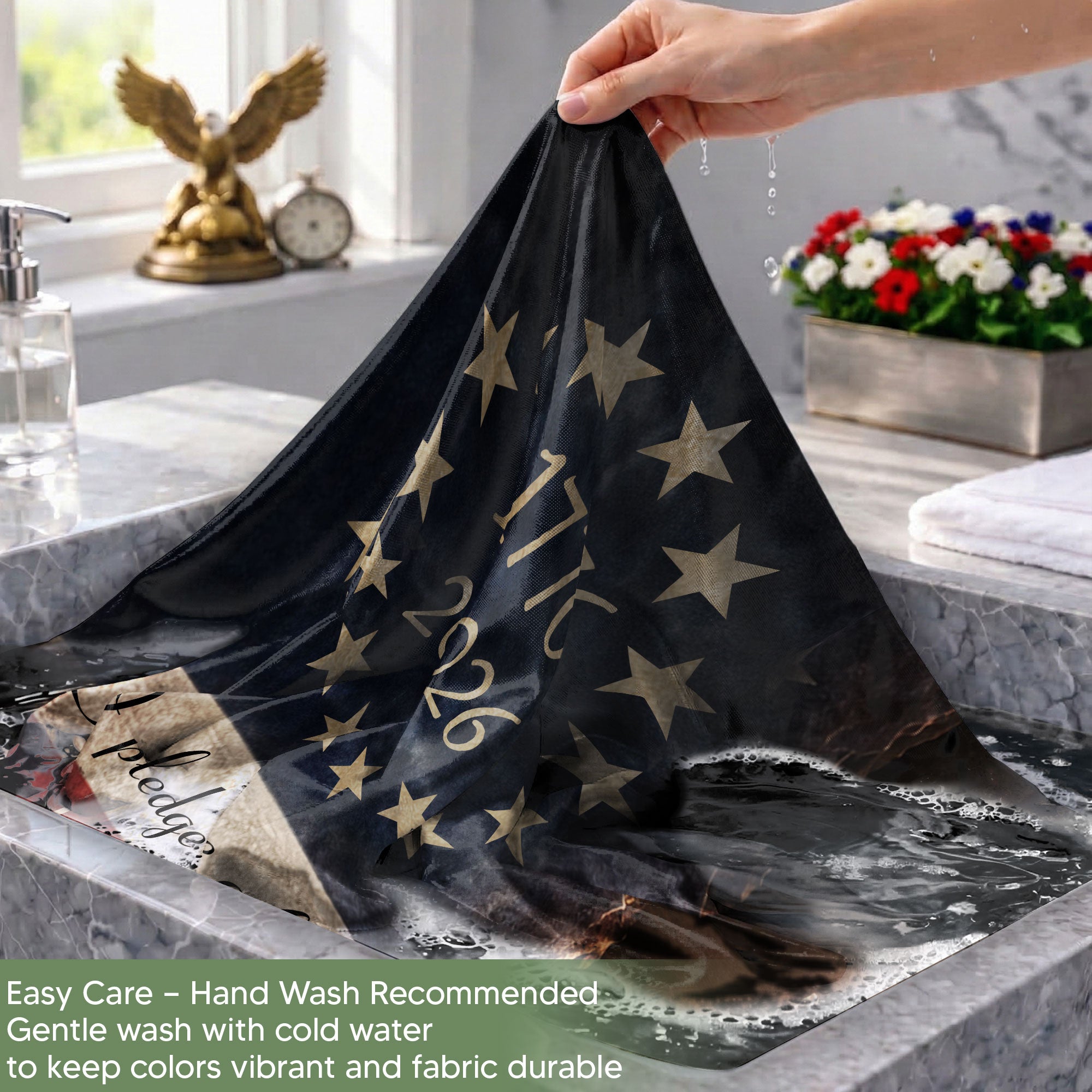 George Washington 250 Years of Freedom House Flag 1776-2026 Patriotic Eagle Decor - Rust Field Wear