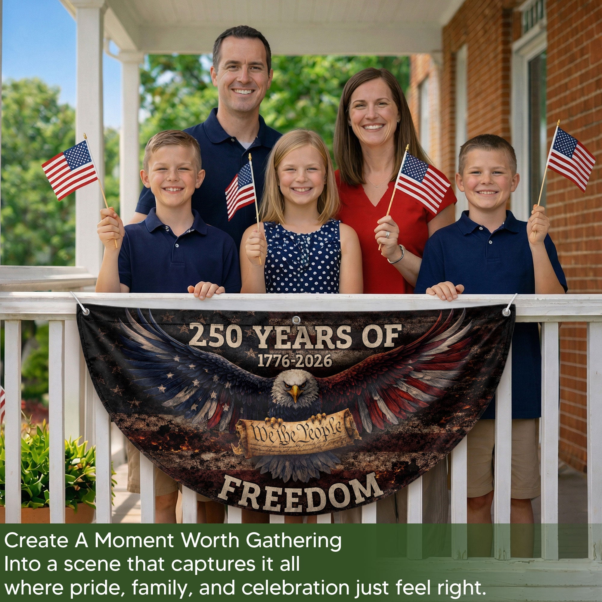 Fence Flag USA 250th Anniversary 1776–2026, American Eagle Patriotic 250 Year Flag, Outdoor Banner Decor