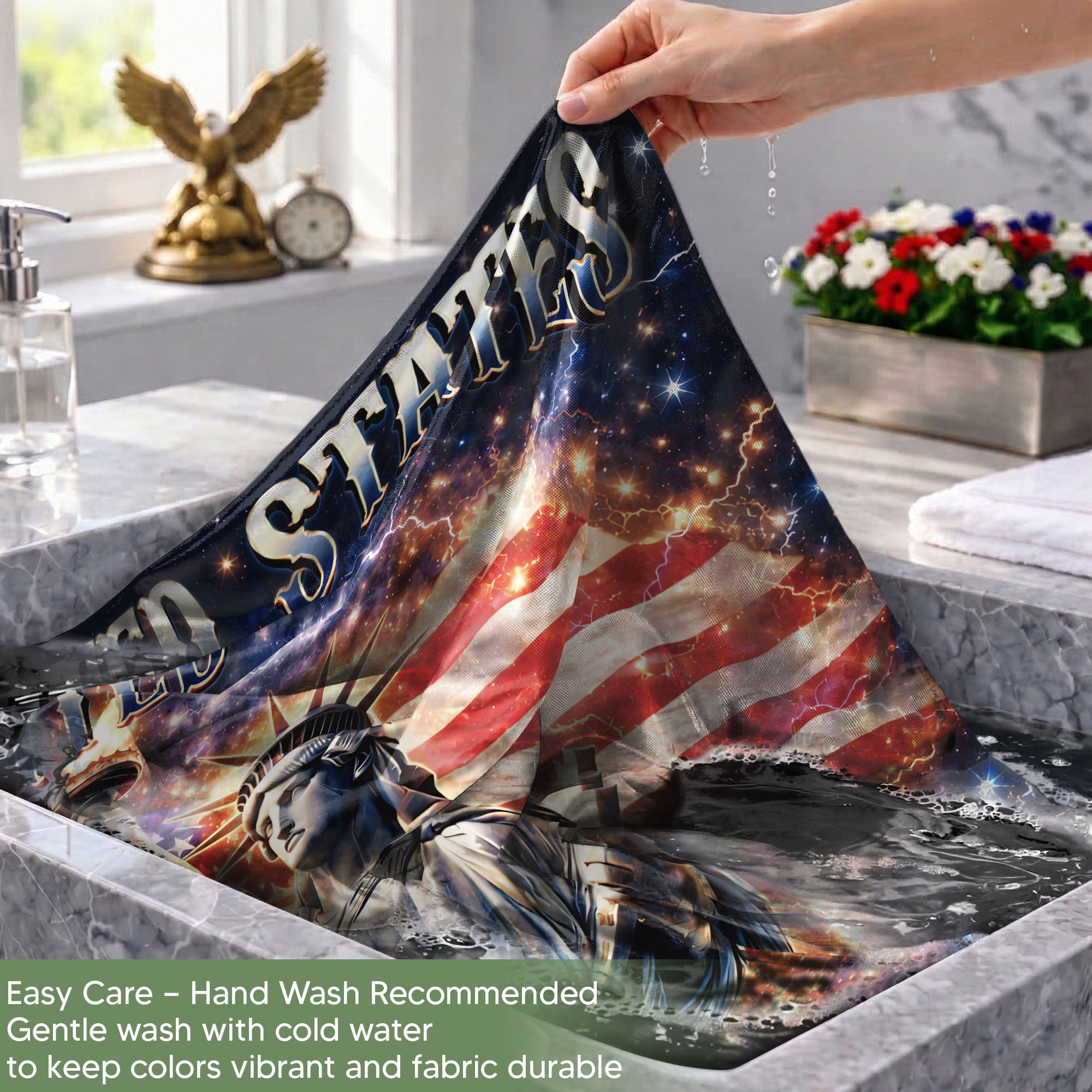 Custom Family Name 250th Anniversary Garden Flag – Statue of Liberty & USA Flag 1776-2026