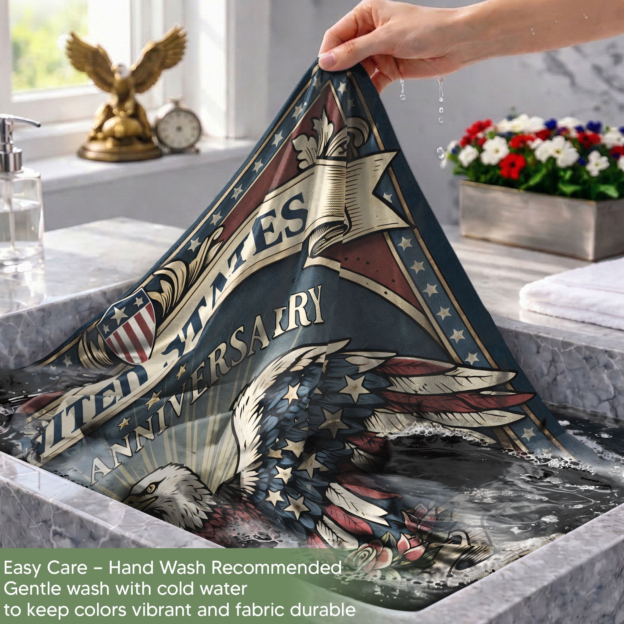 United States 250th Anniversary Garden Flag – Custom Family Name with Eagle, Liberty Bell & 'We the People' 1776-2026