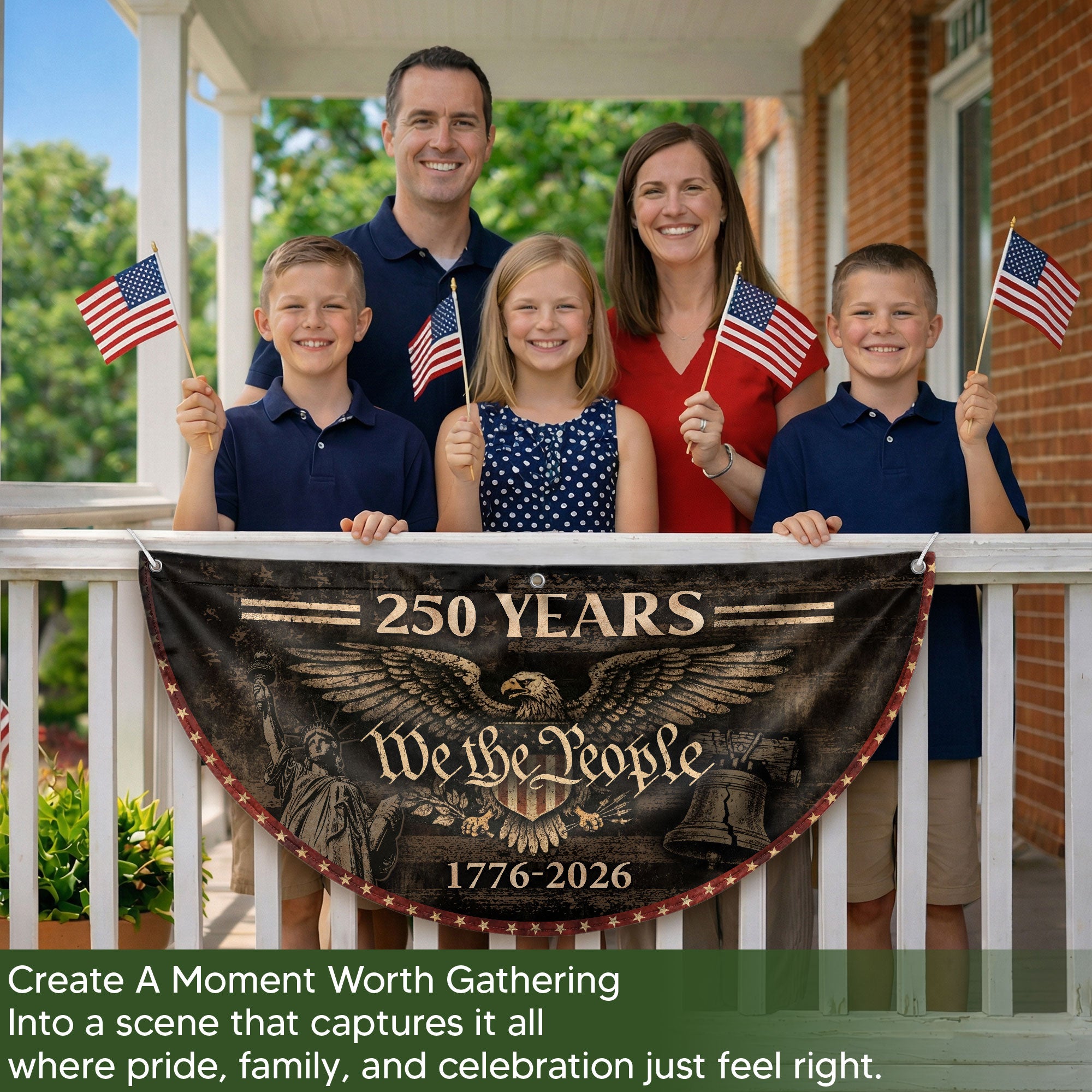 250 Years Fence Flag 1776–2026 We The People Eagle Patriotic Banner USA Decor