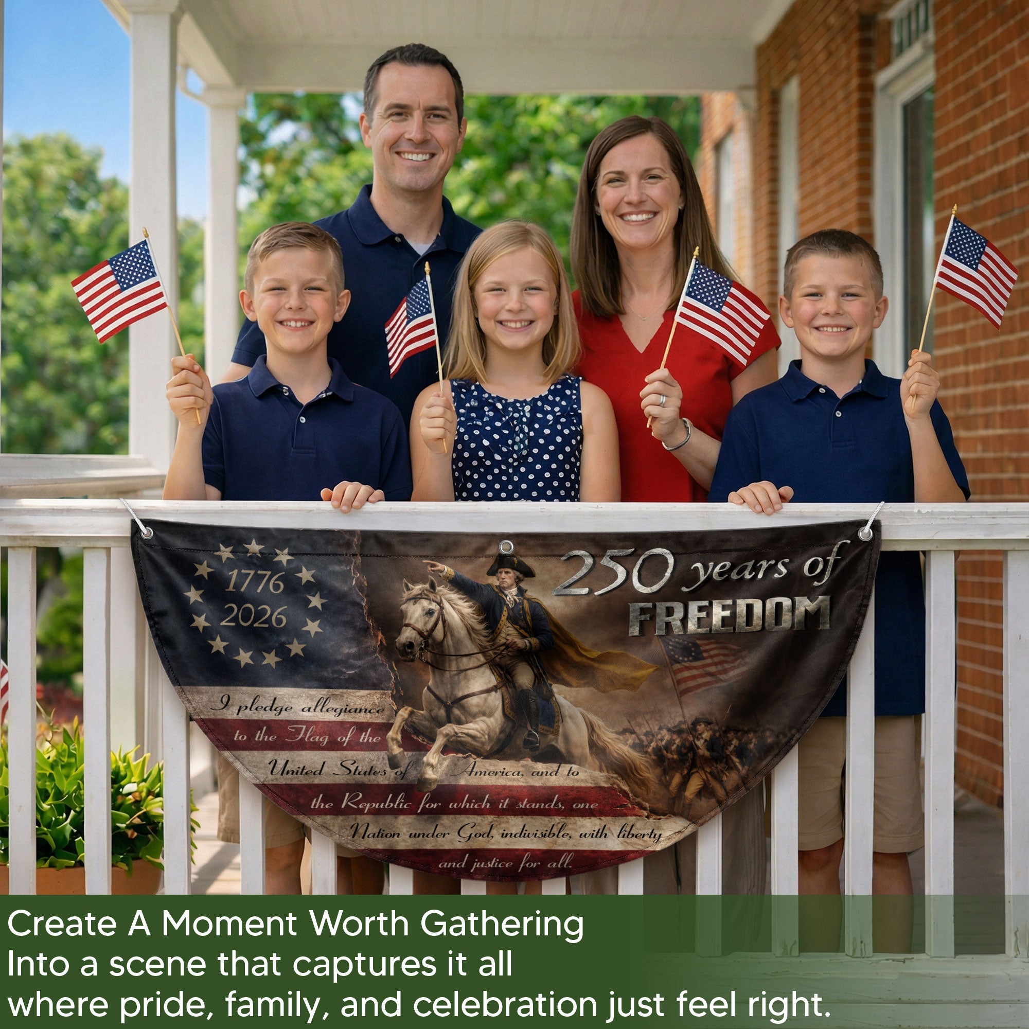 250 Years of Freedom Fence Flag George Washington Patriotic 1776-2026 Outdoor Banner