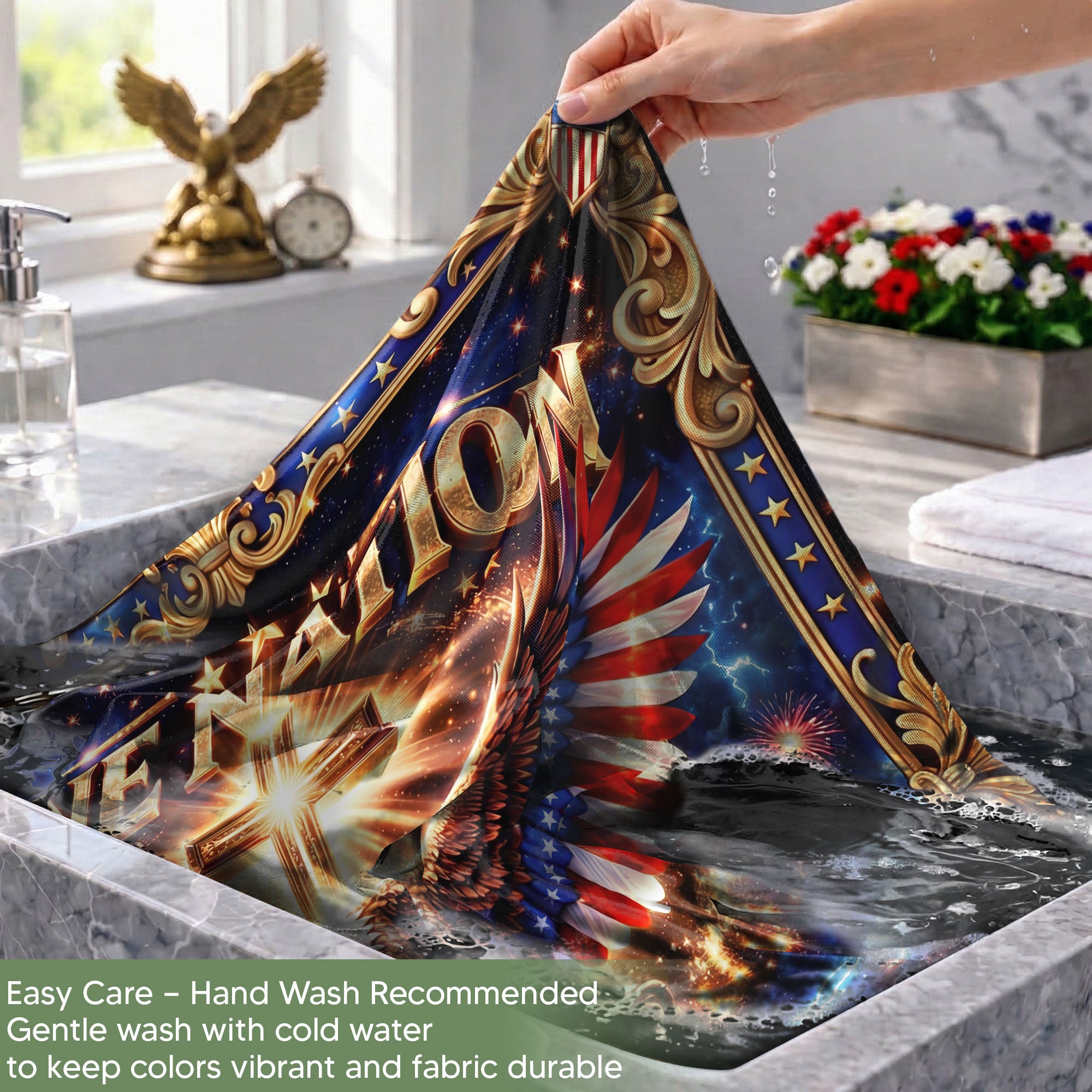 One Nation Under God 250th Anniversary Garden Flag – Custom Family Name with Eagle, Cross & 'We the People' 1776-2026