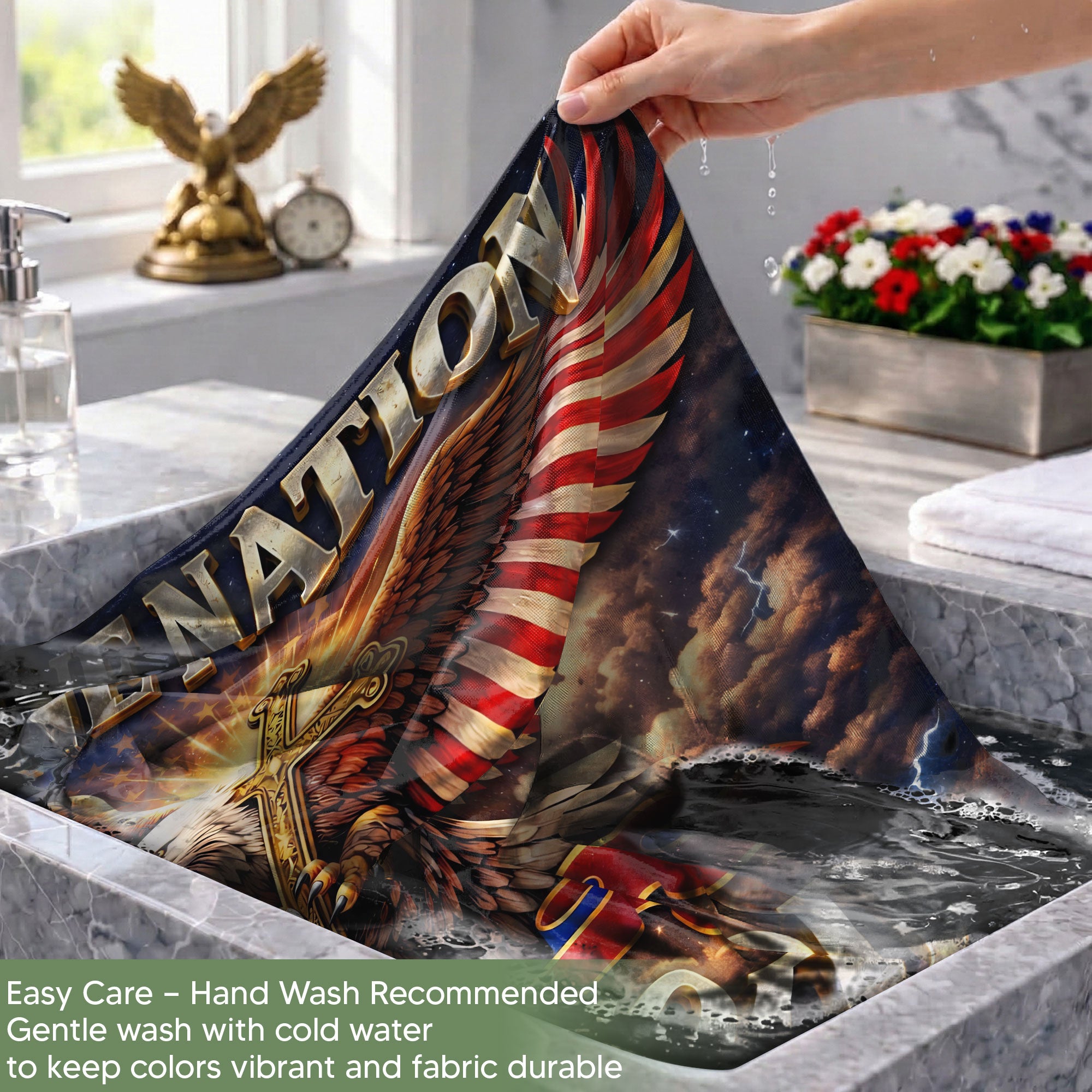 Personalized Patriotic Faith Garden Flag – 250-Year American Celebration with Eagle, Cross & Blessings Theme (1776–2026)