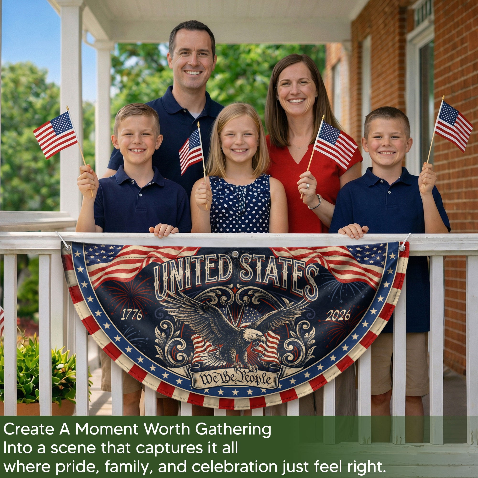 Patriotic Fence Flag 250 Years of Freedom 1776-2026 Decor - We The People Outdoor Banner