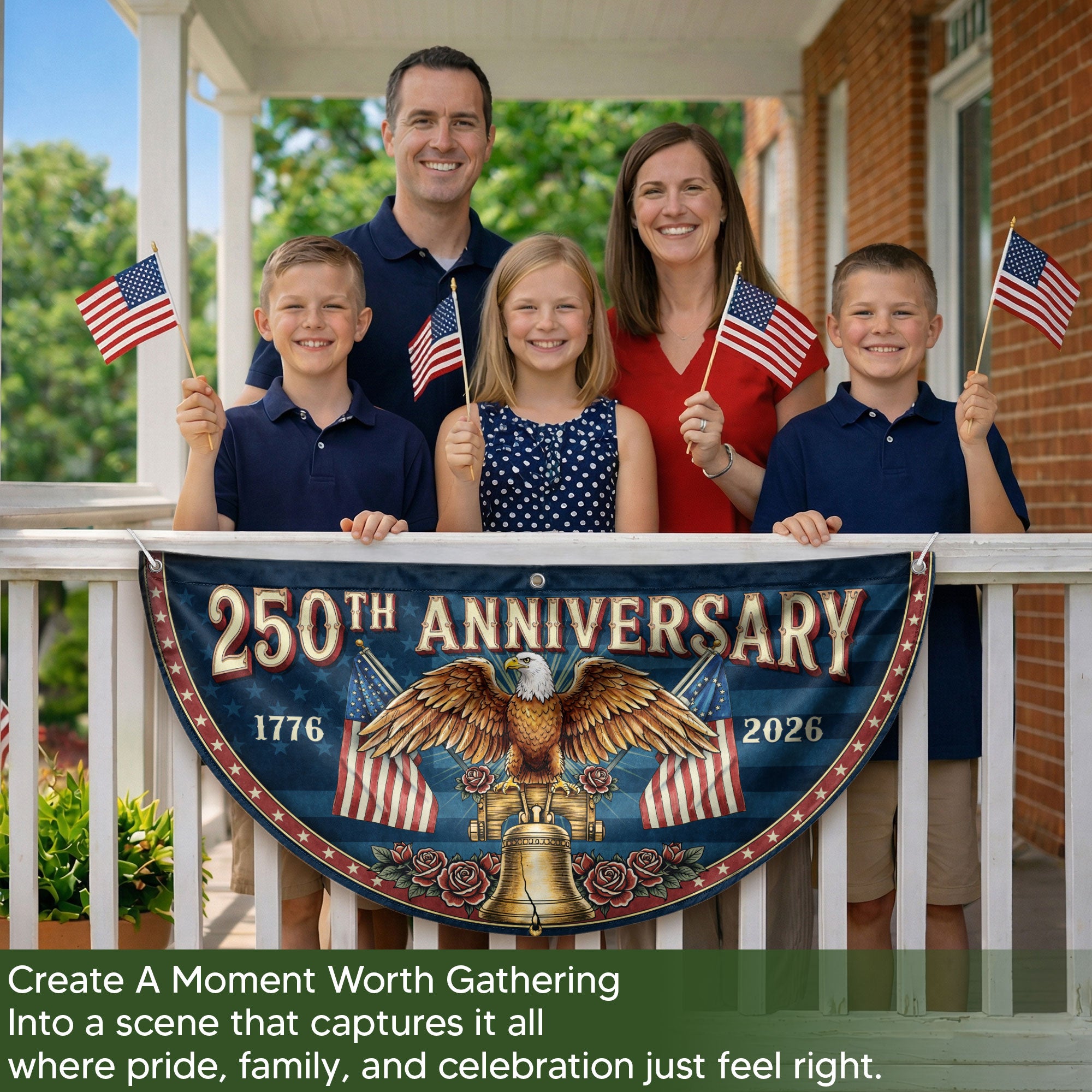 250th Anniversary USA Fence Flag - Patriotic Eagle & Liberty Bell Decoration for 2026