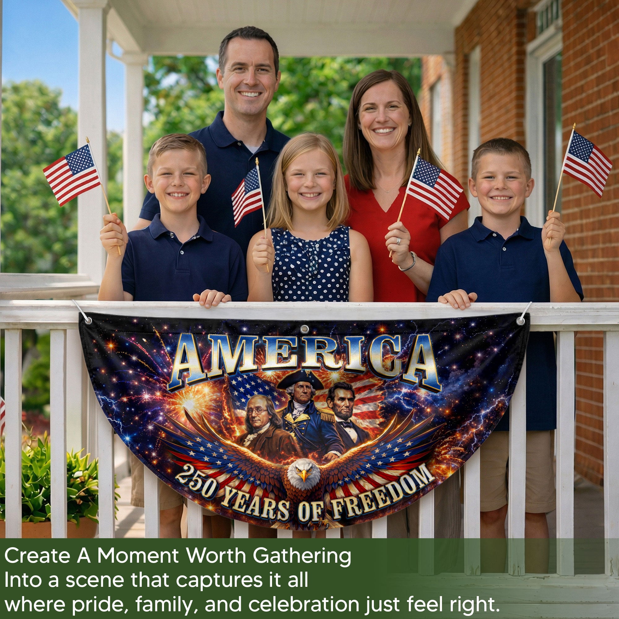 America 250 Years of Freedom Fence - Patriotic Eagle & Founding Fathers for 2026