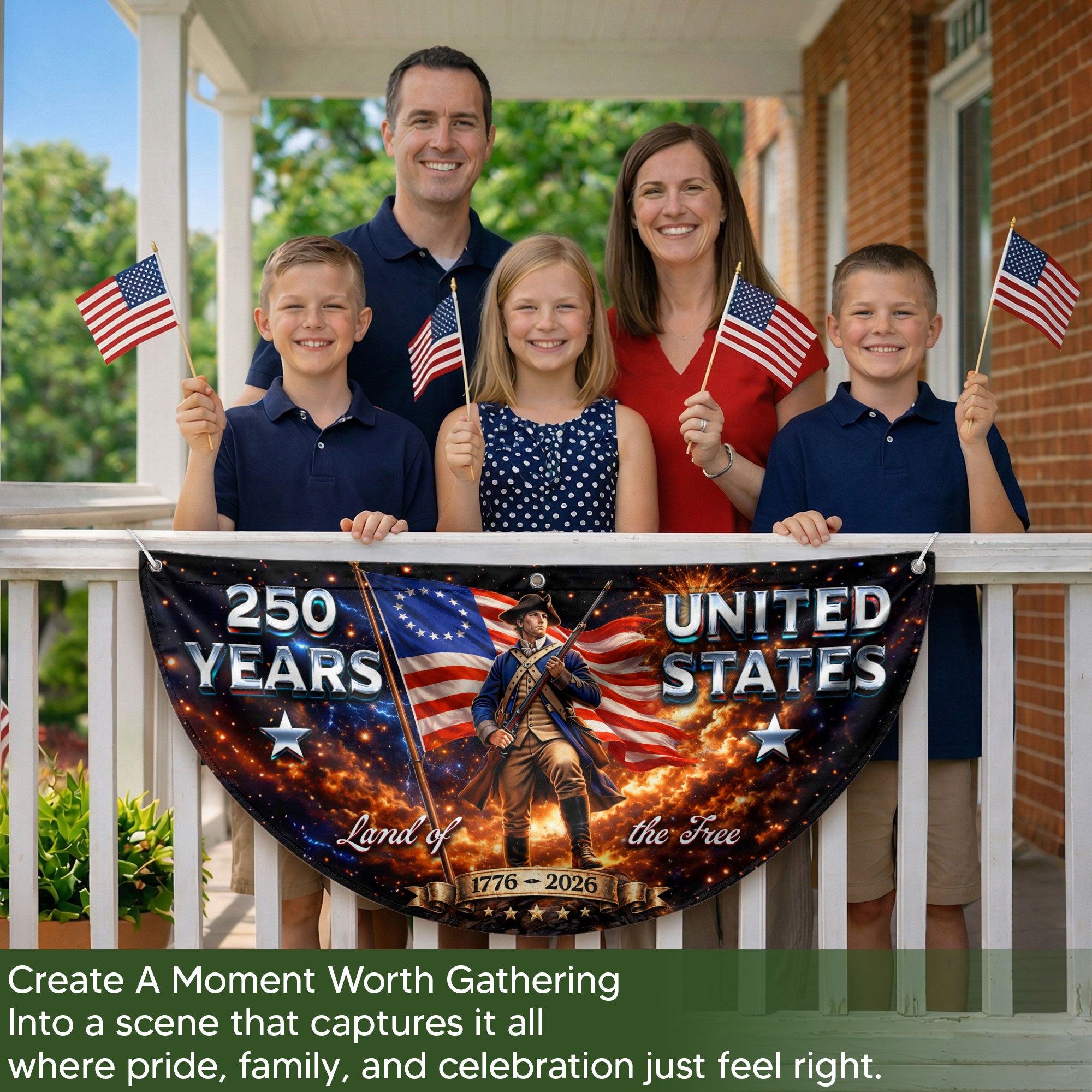 Land of the Free 250 Years Fence Banner 1776-2026 United States Patriotic Outdoor Decor