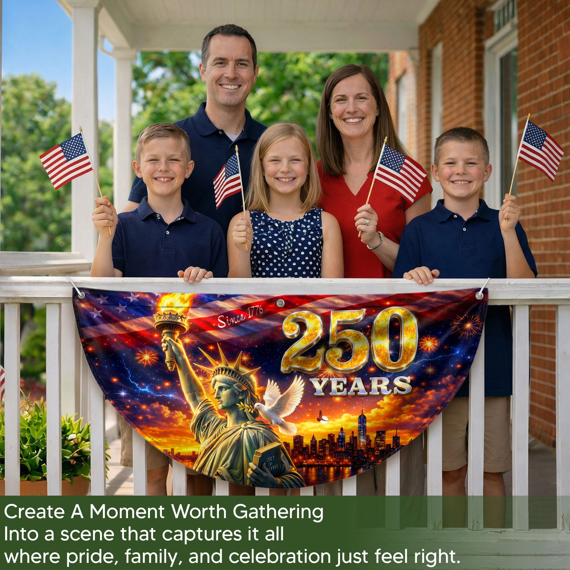 Statue of Liberty 250 Years United States Fence Flag 1776-2026 Patriotic Outdoor Banner