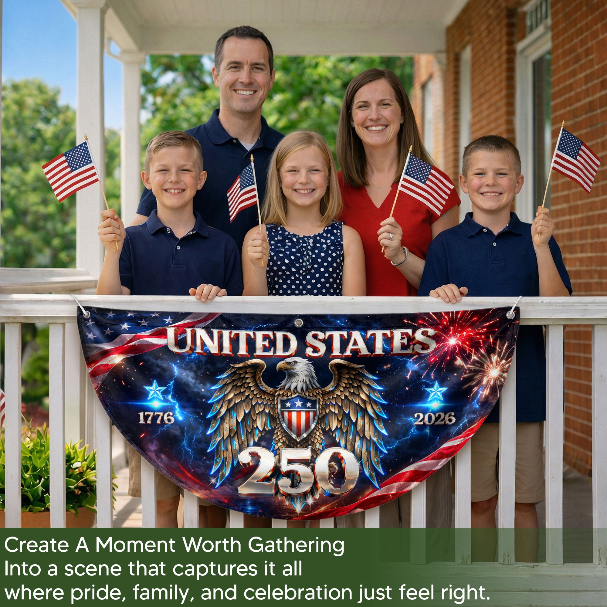 250 Years United States Fence Flag 1776-2026 Patriotic Eagle Outdoor Banner Decoration