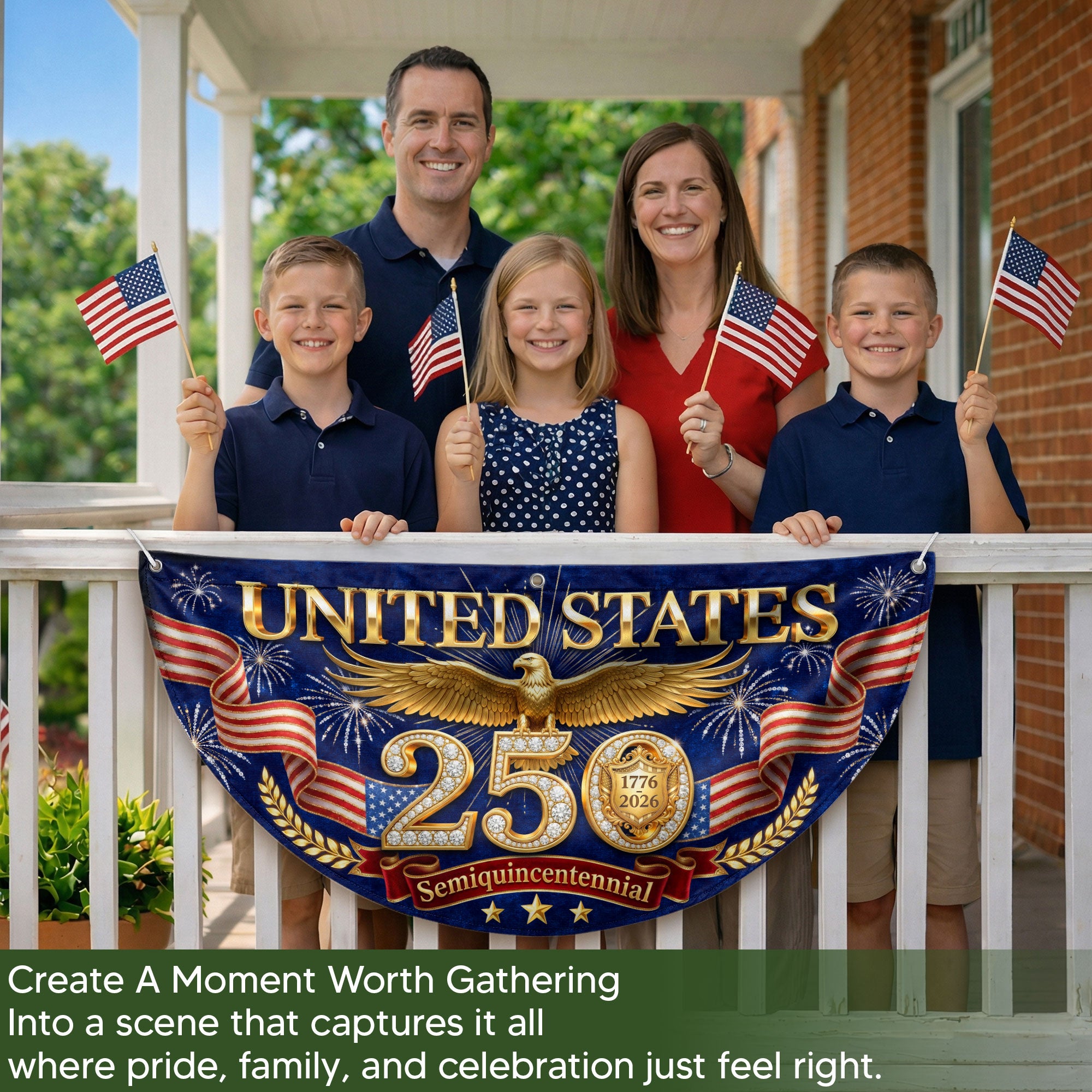 USA 250 Years Fence Flag 1776-2026 Patriotic Golden Eagle Outdoor Garden Decoration