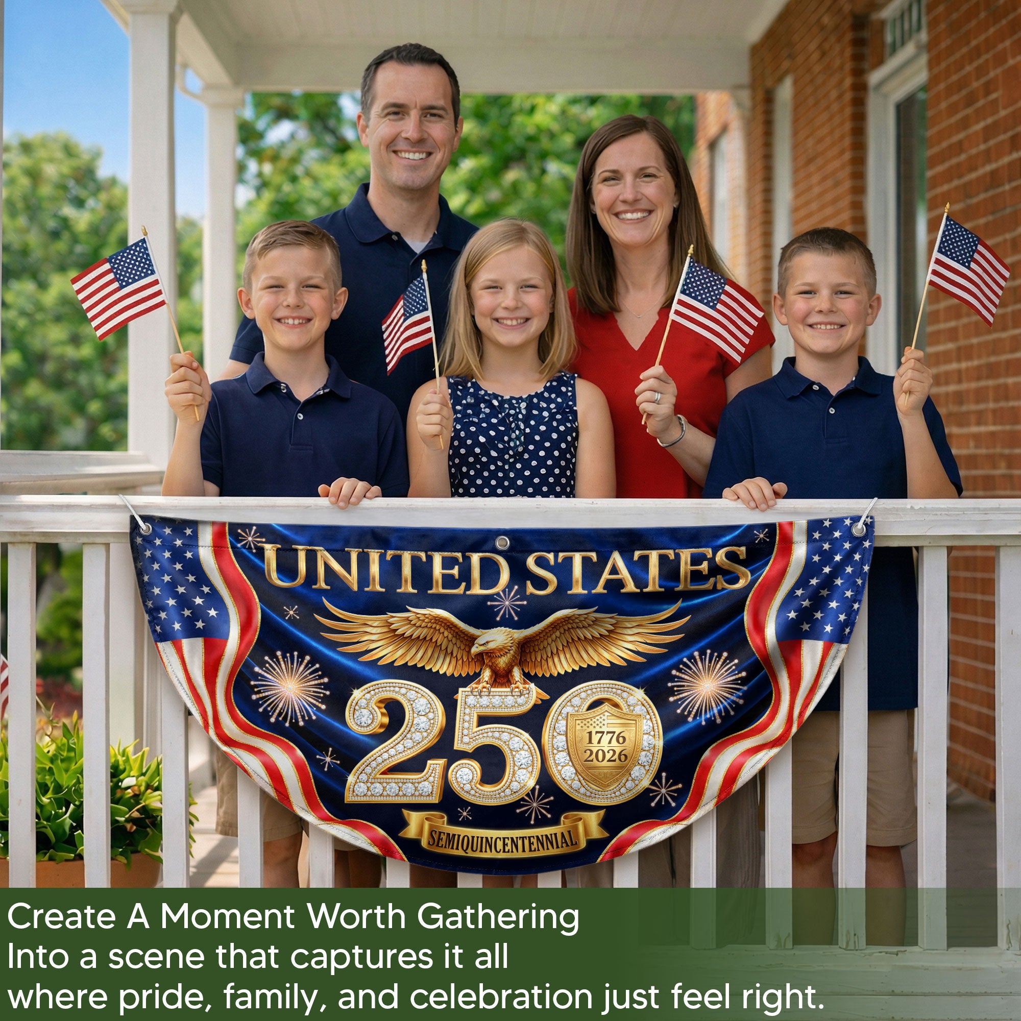 United States 250 Years Fence Flag 1776-2026 Patriotic Eagle Anniversary