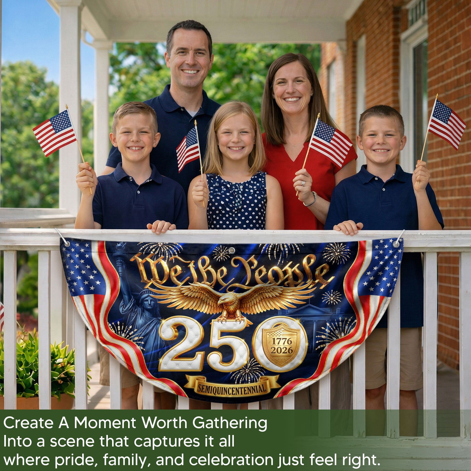 USA 1776-2026 Fence Banner 250 Years United States Anniversary Patriotic Eagle Outdoor Decor