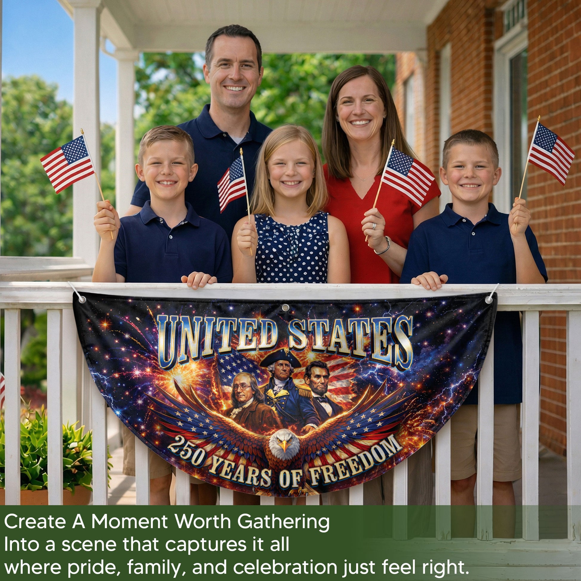 America 250 Years of Freedom Fence - Patriotic Eagle & Founding Fathers for 2026 - Rust Field Wear