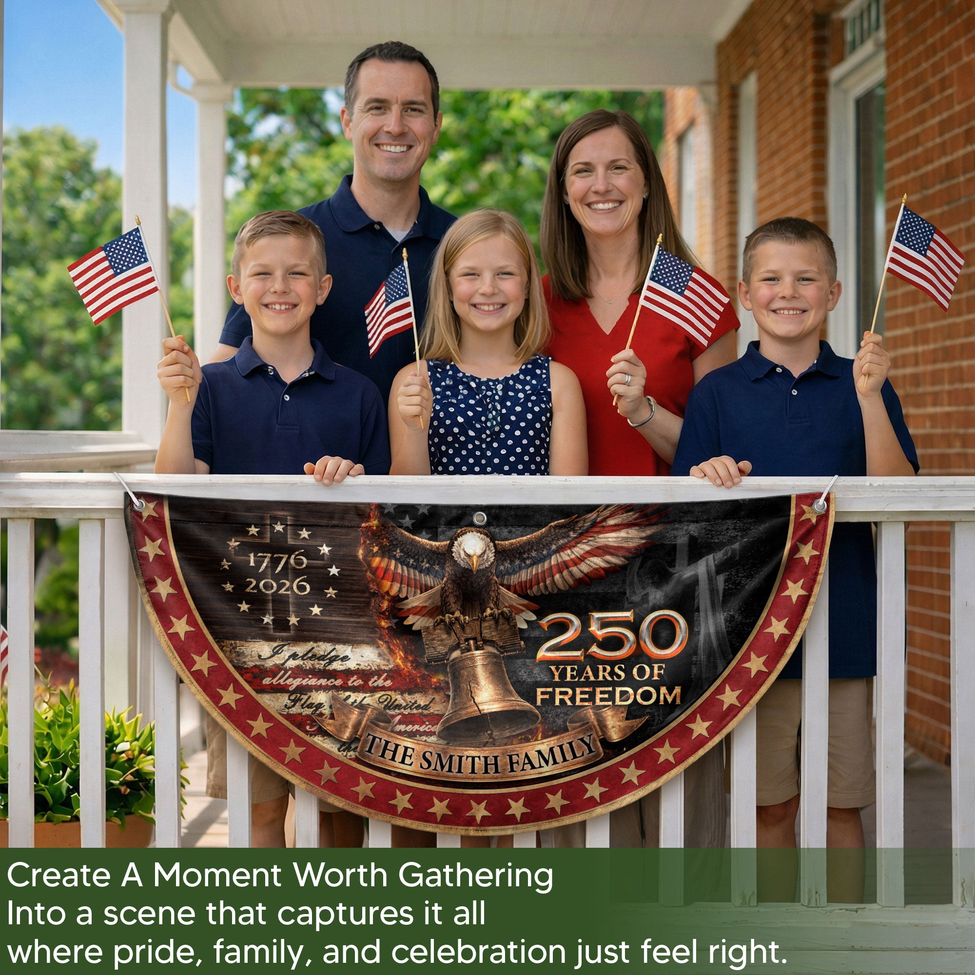 250 Anniversary USA Flag Fence Flag Custom Family Name Christian 250 Years Freedom Flag Design