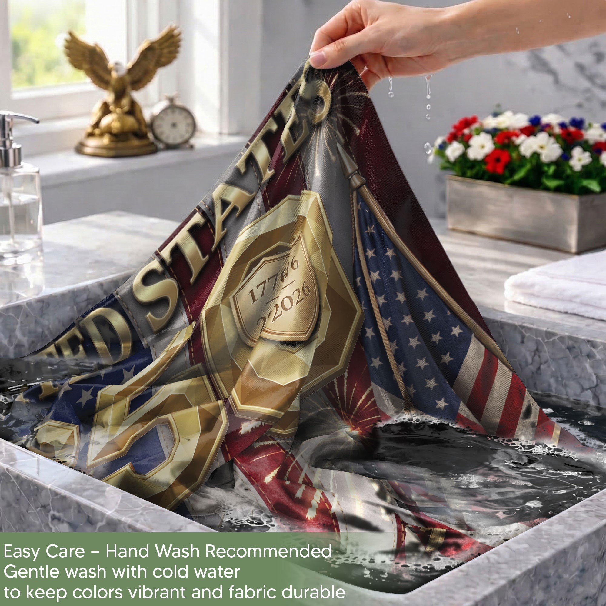 250 Years Garden Flag USA Patriotic Decor Statue of Liberty Fireworks 1776-2026
