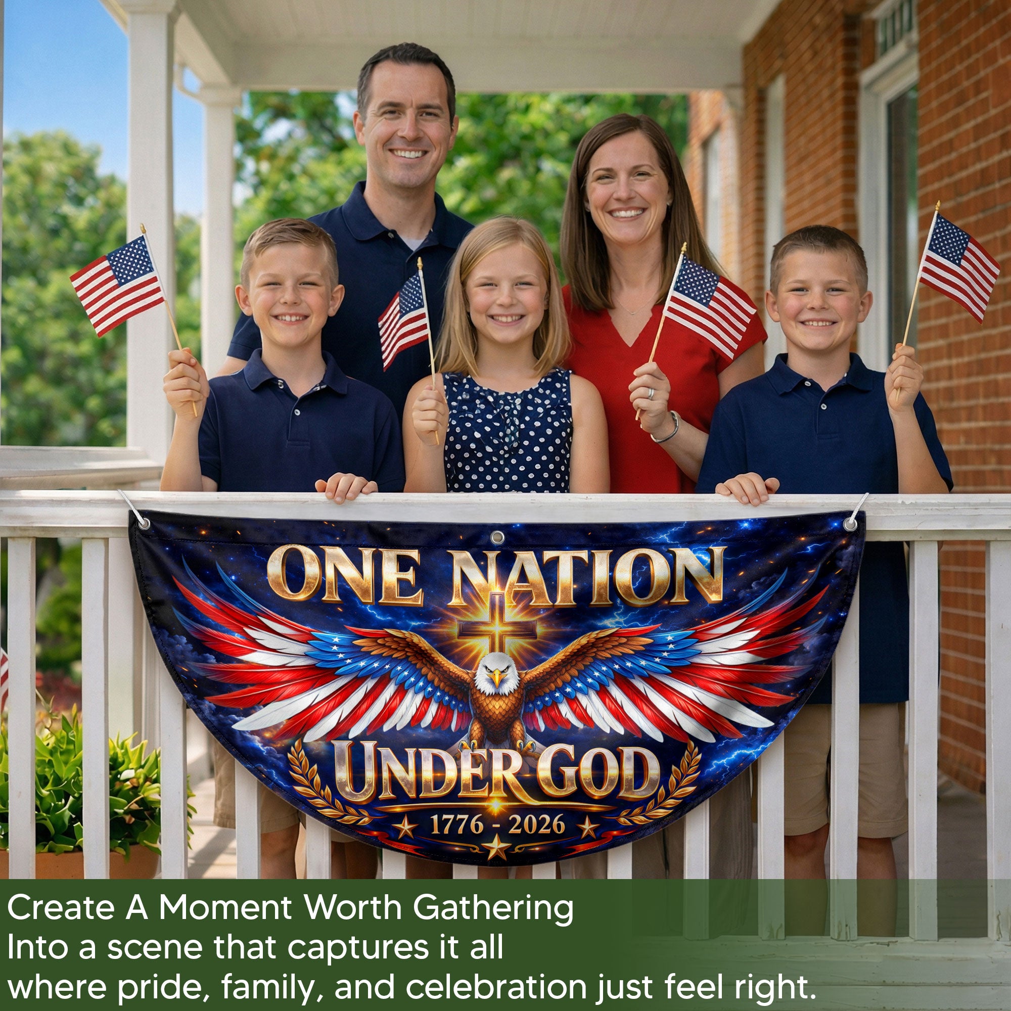 250 Years United States Fence Flag One Nation Under God 1776-2026 Patriotic Eagle Banner