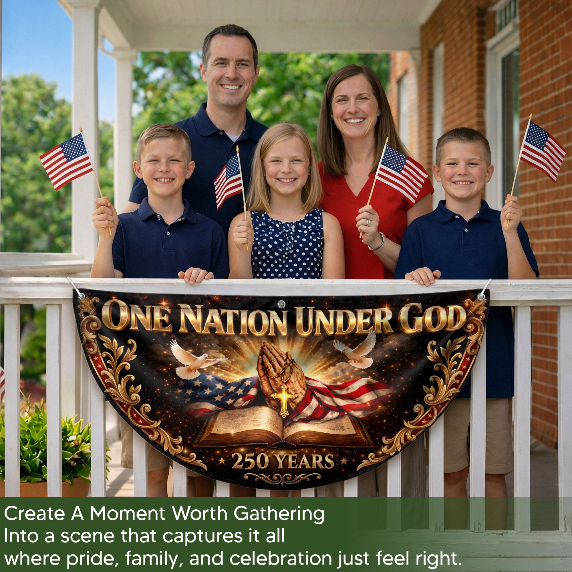 250 Years United States Fence Flag One Nation Under God 1776-2026 Patriotic Bible Banner