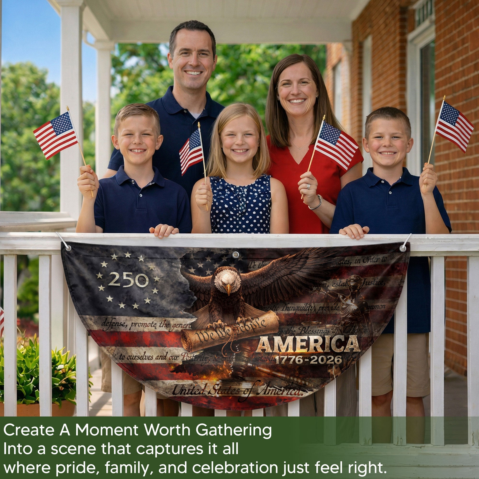 America 1776 to 2026 Fence Flag Patriotic Eagle We The People 250 Year Outdoor Decor