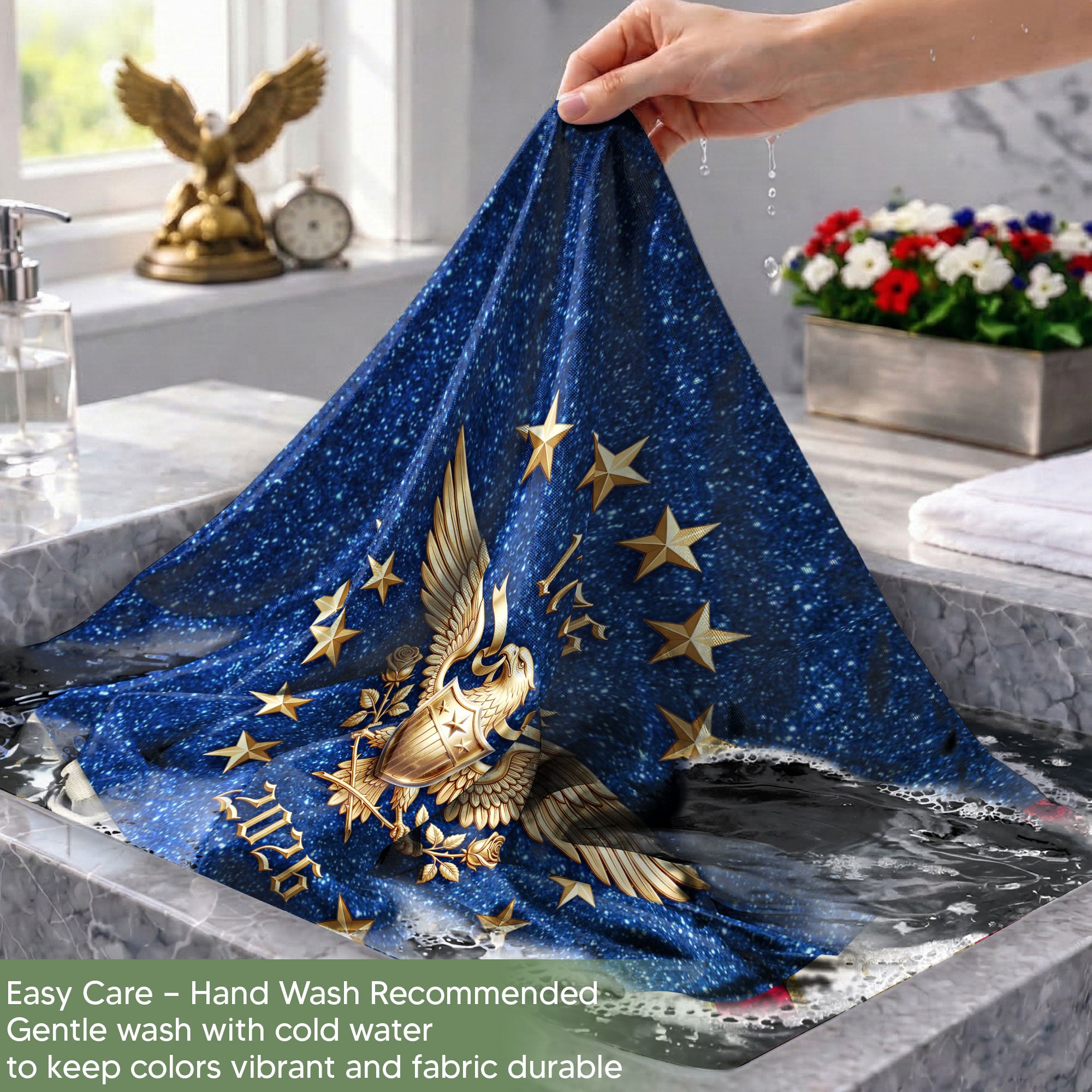 USA 250 Years Patriotic Flag - Golden Eagle & Diamond Constitution Banner 1776-2026