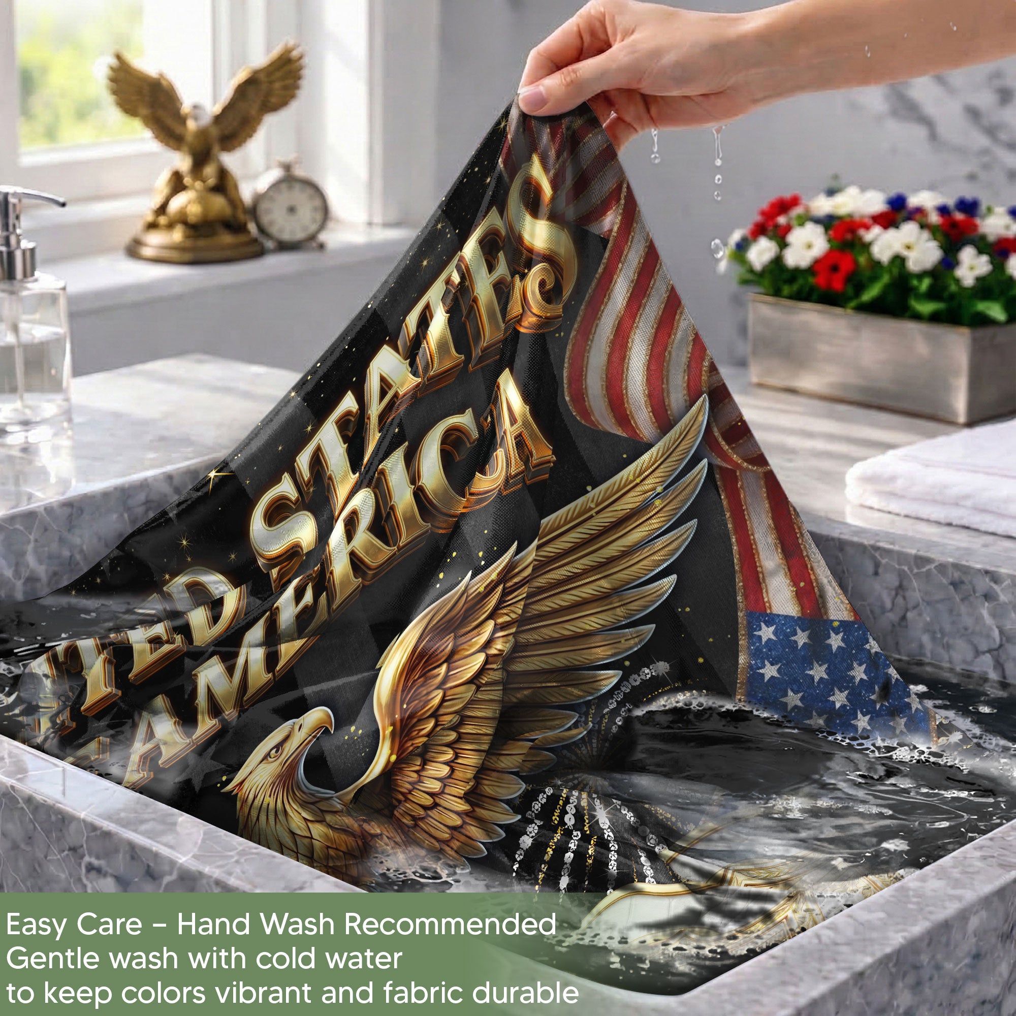 USA 250 Years Garden Flag - Golden Eagle & City Skyline Patriotic Decor 1776-2026