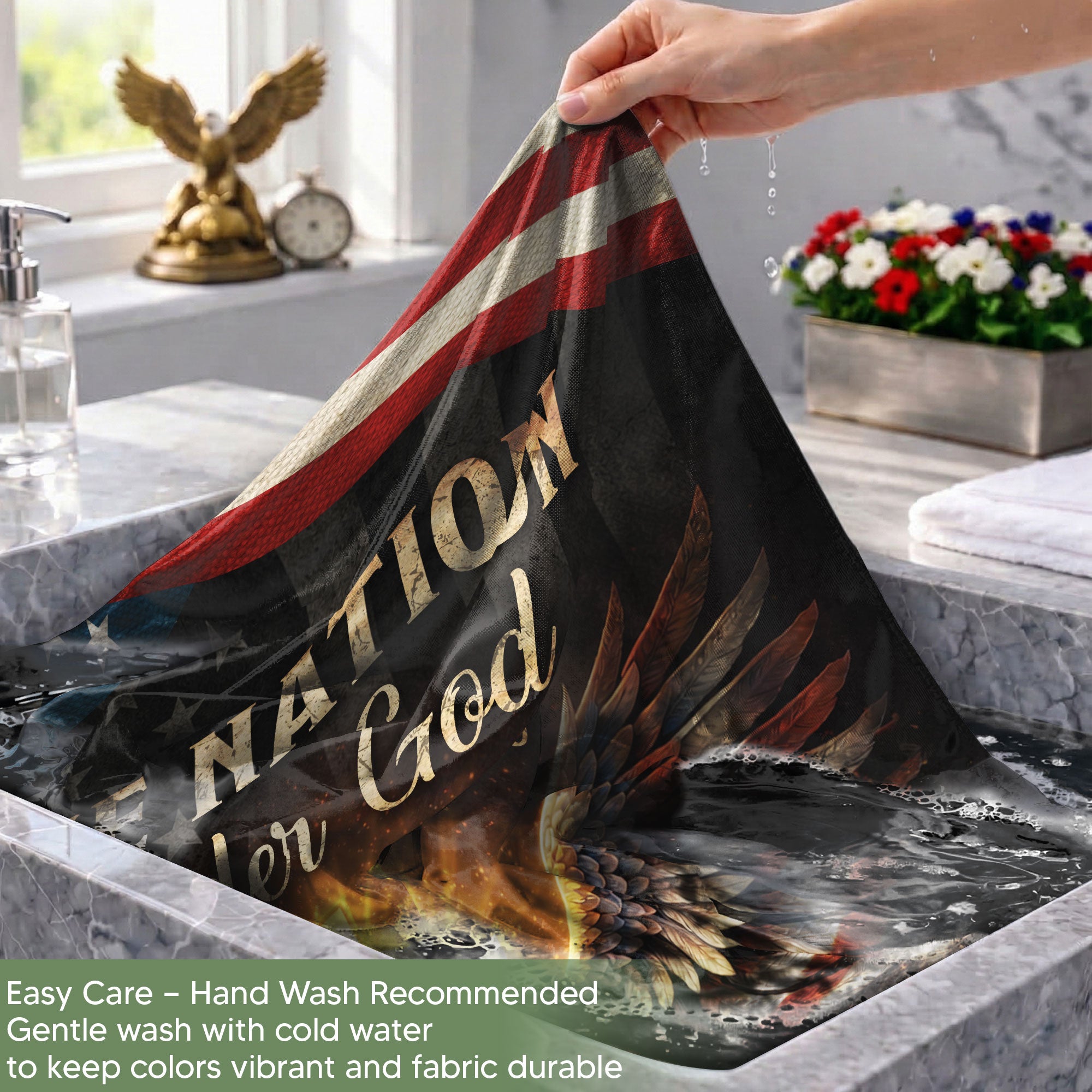 250th Anniversary House Flag One Nation Under God Cross Patriotic Banner 1776-2026 - Rust Field Wear
