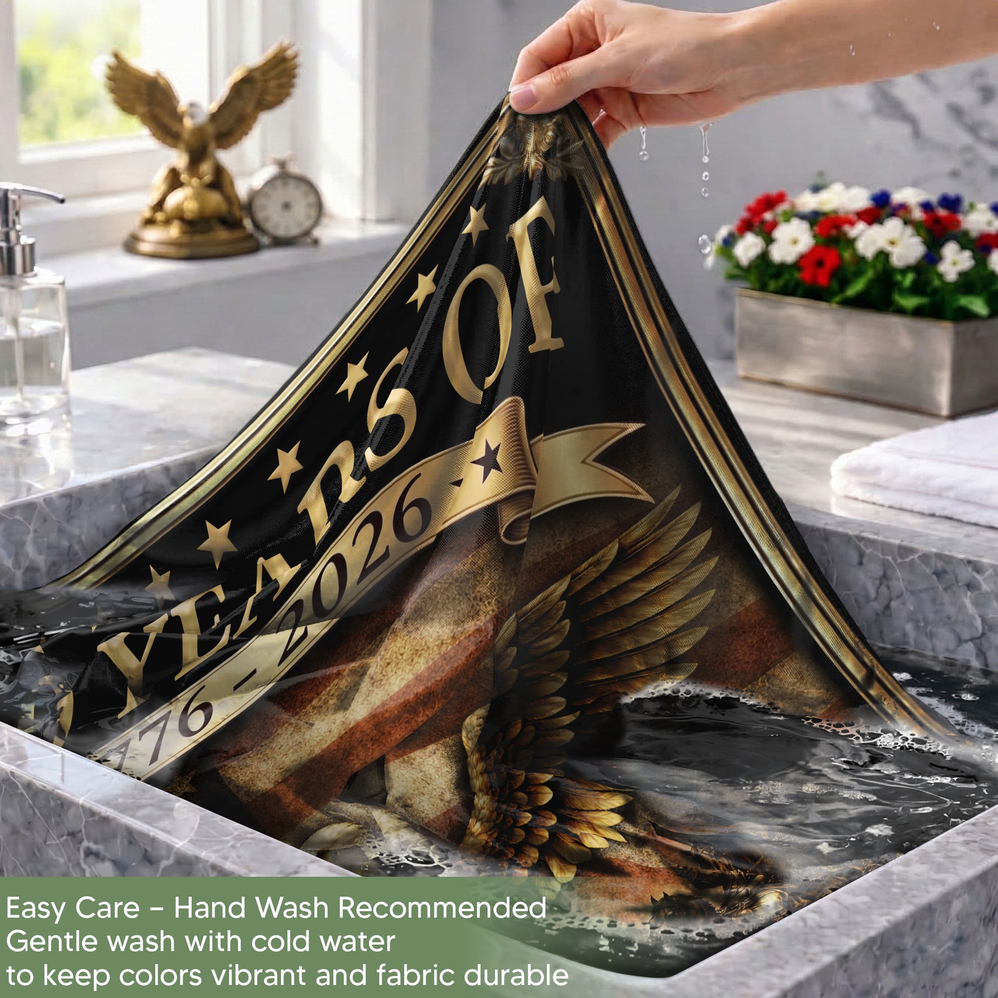250 Years of Freedom House Flag 1776-2026 Patriotic Eagle Liberty Bell 250th Anniversary USA Flag - Rust Field Wear