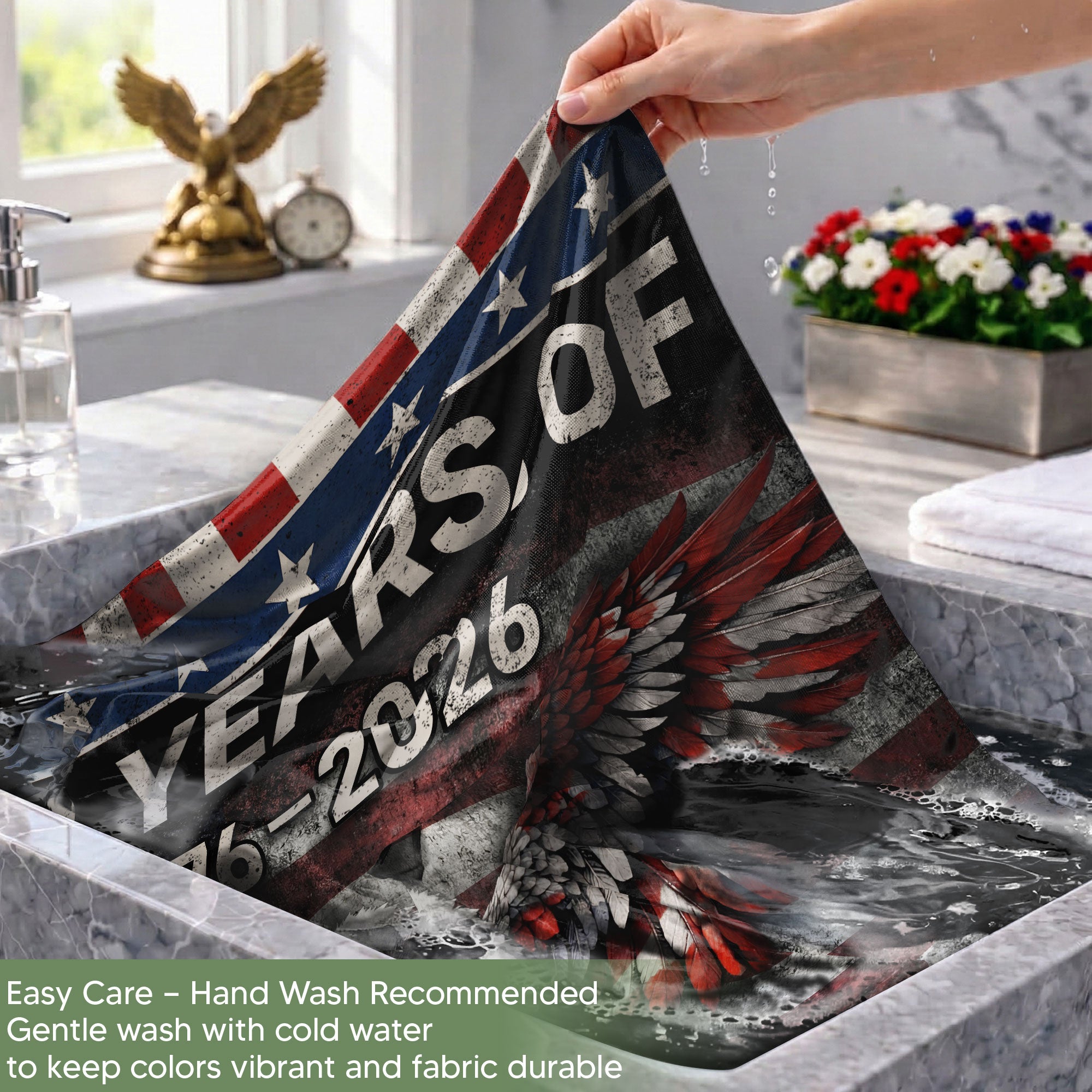 250 Years of Freedom House Flag We The People Eagle 1776-2026 Patriotic 250th Anniversary USA Flag - Rust Field Wear