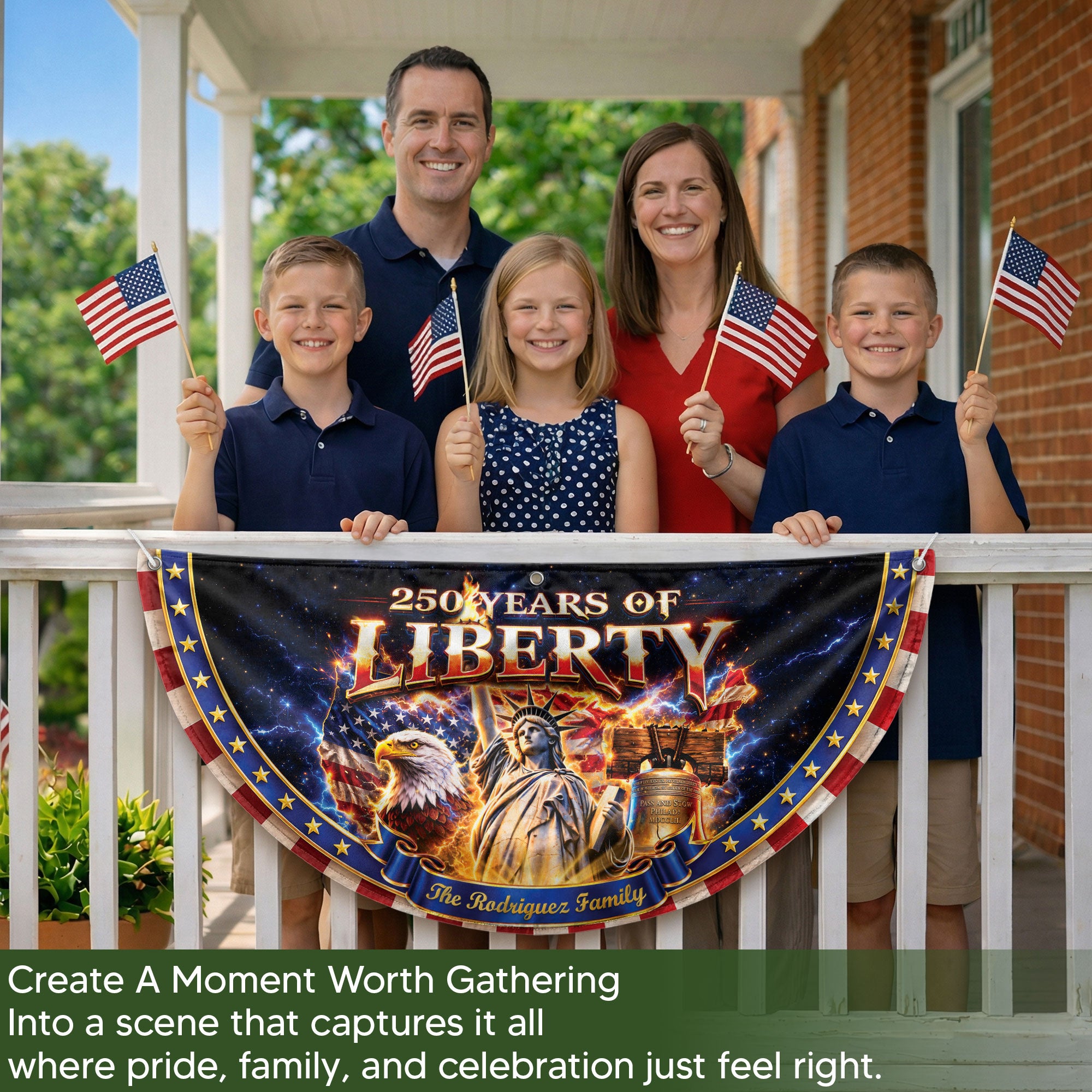 United States 250 Years Custom Family Name Fence Flag - 1776-2026 Patriot Liberty Decor