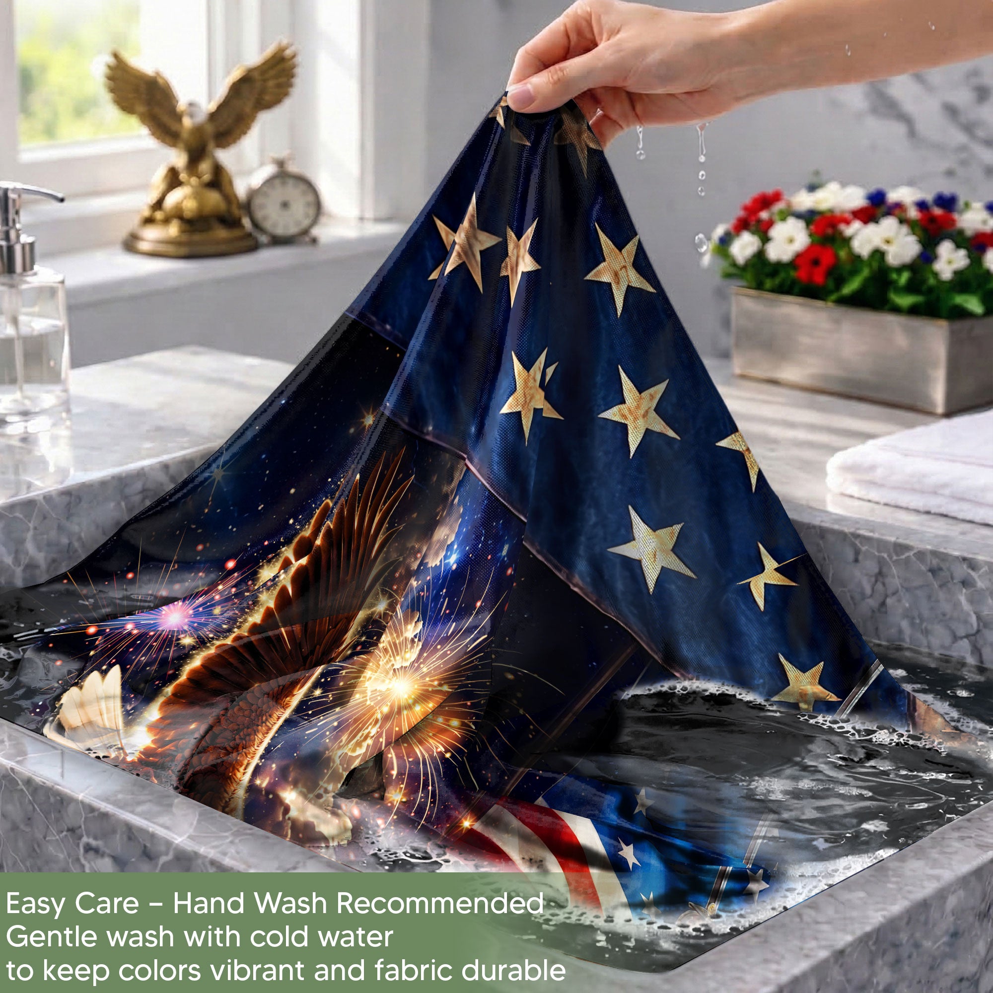 United States 250 Years Flag George Washington Liberty Bell Eagle Patriotic US Banner