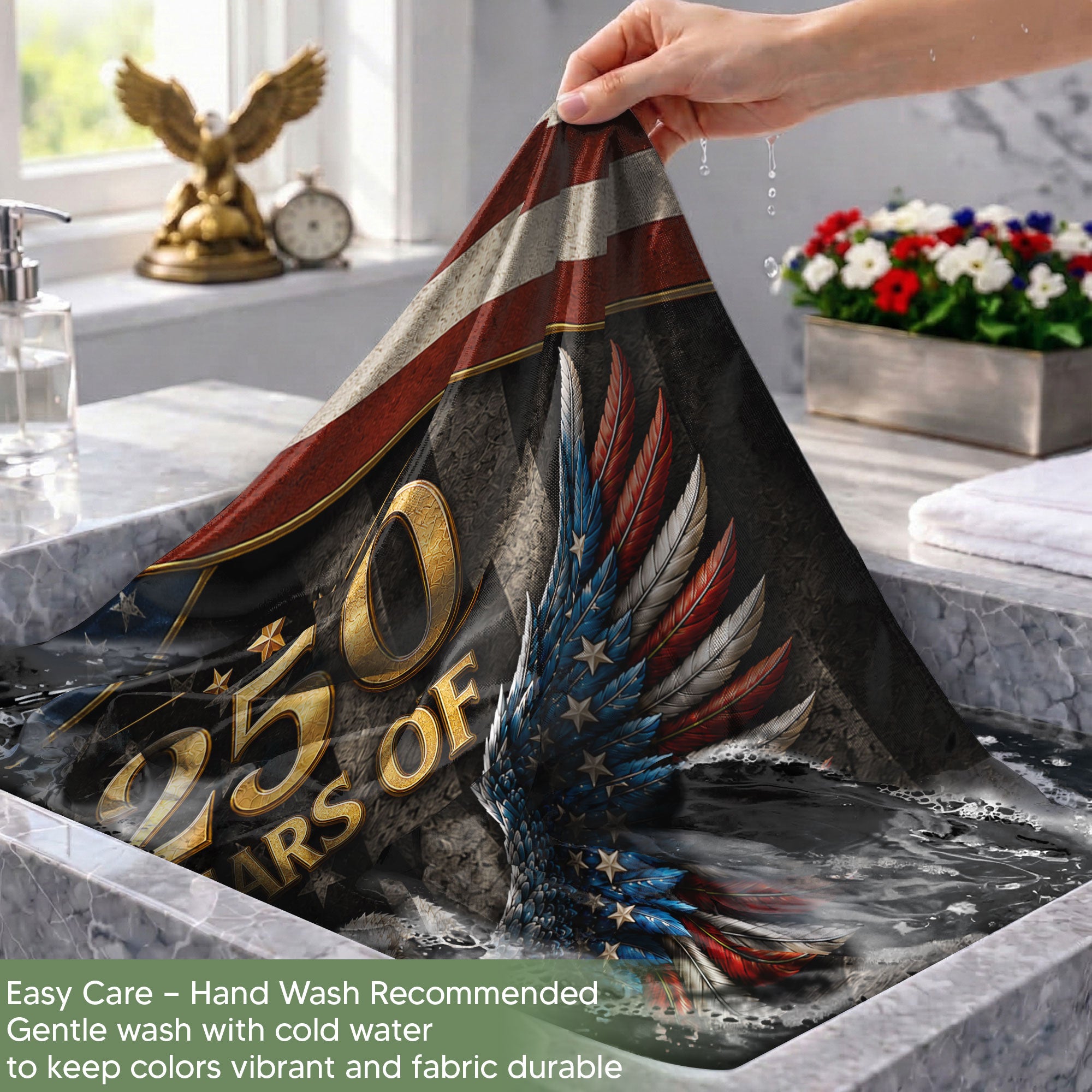 250 Years of Freedom House Flag Patriotic Eagle Liberty Bell USA Decor