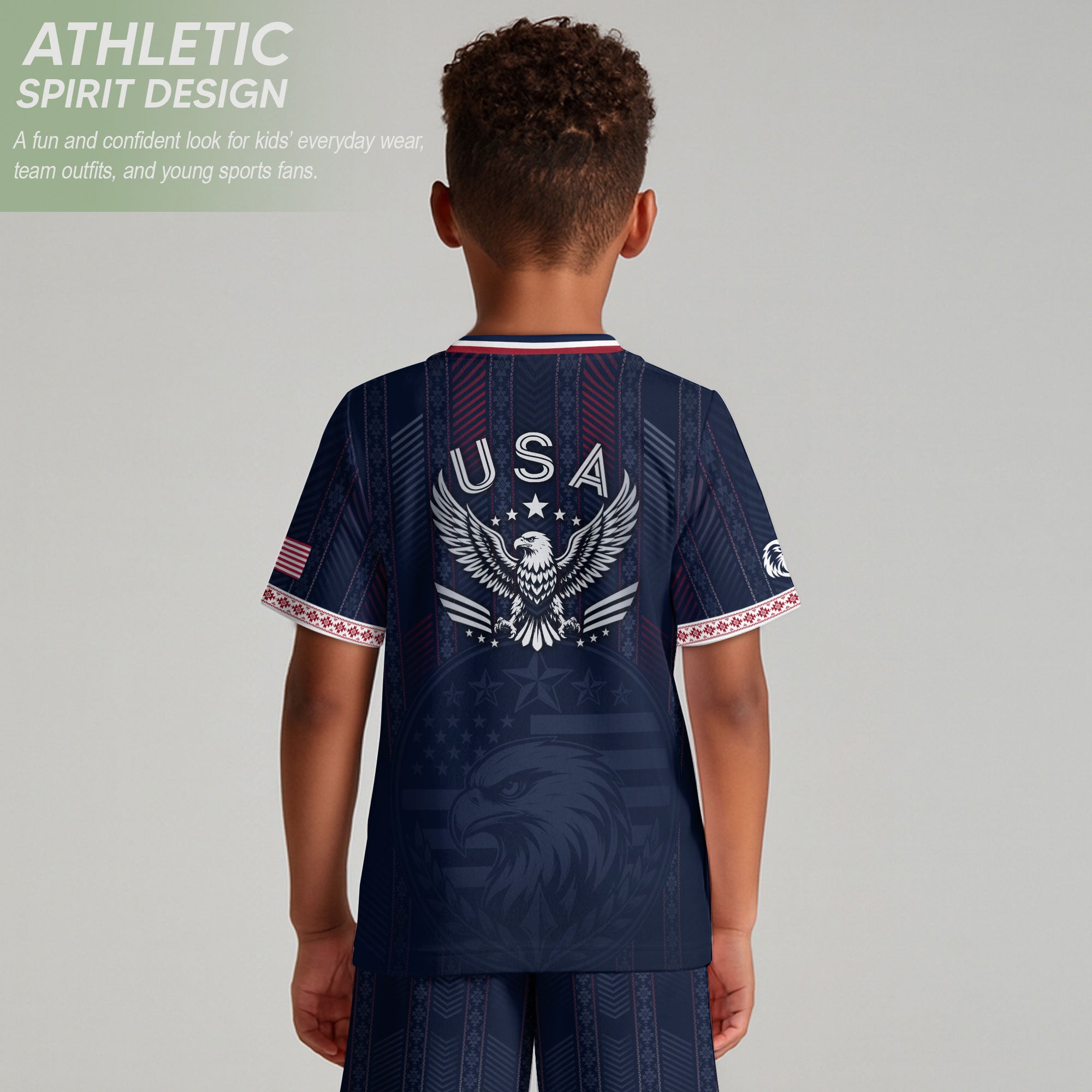 United States Soccer Jersey Kids Set Navy Soccer Ball Patriotic Youth Football Outfit Kit