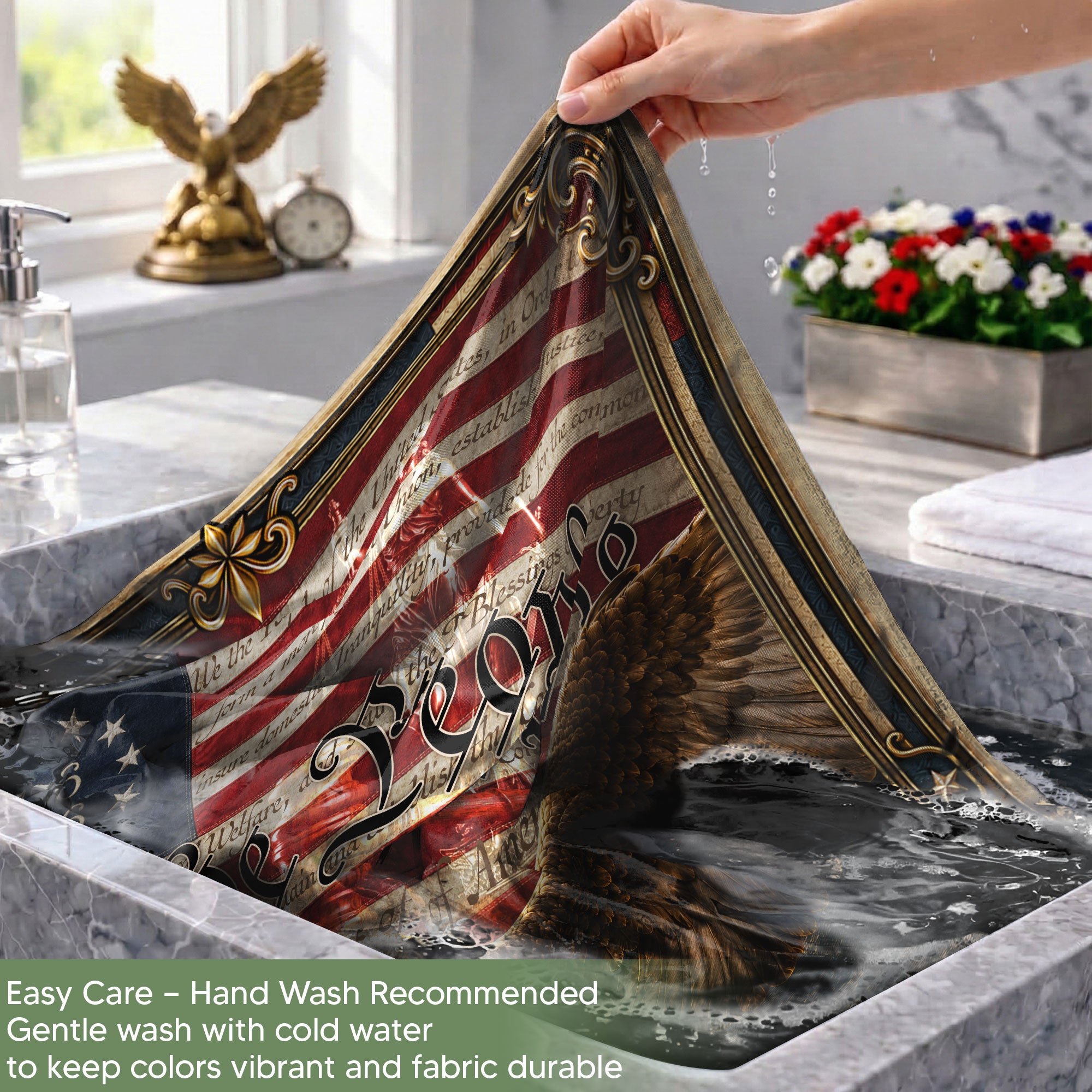 USA 250th Anniversary House Flag Patriotic Bald Eagle We the People Liberty Icons Banner