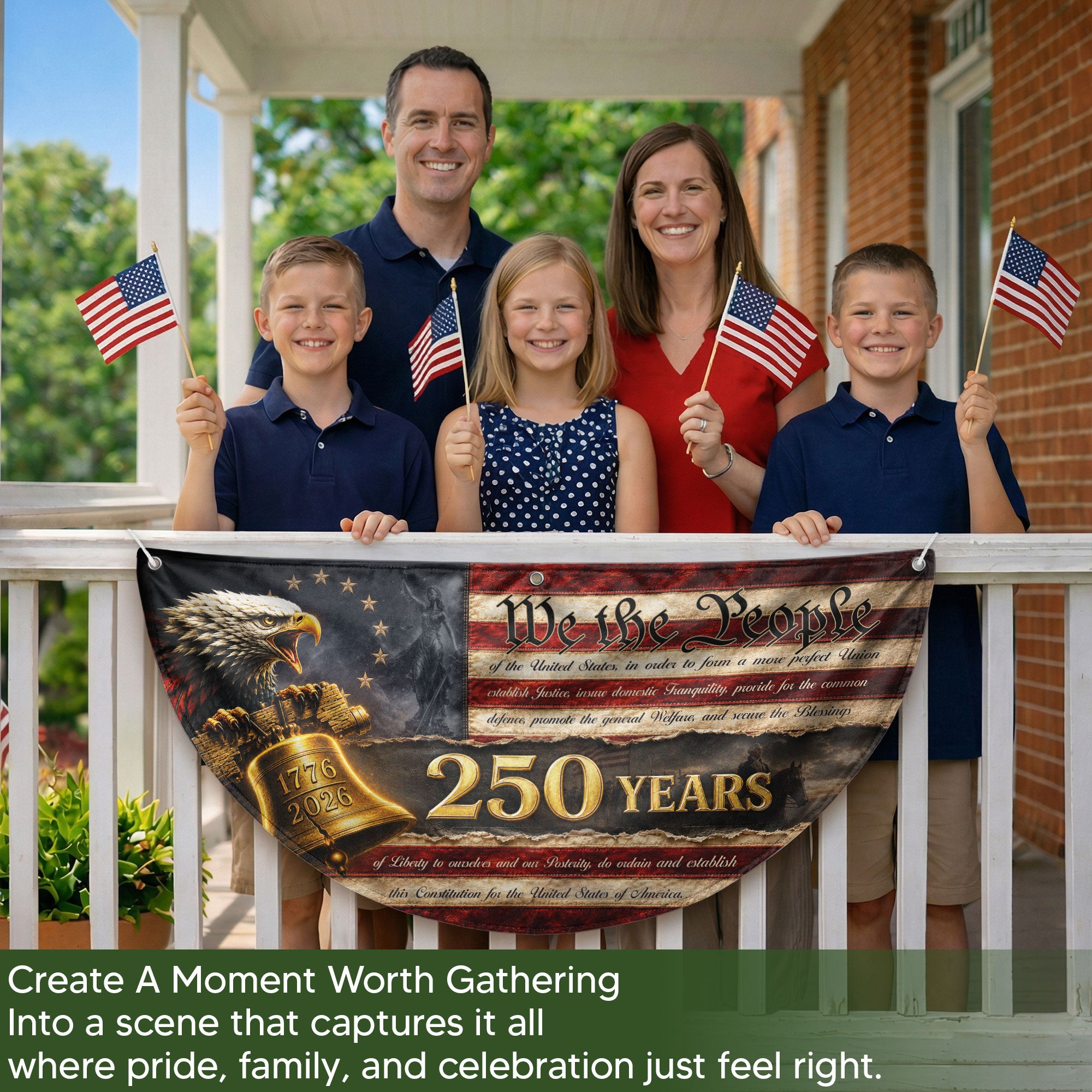 250th Anniversary US Fence Flag 1776-2026 Patriotic We The People Outdoor Banner