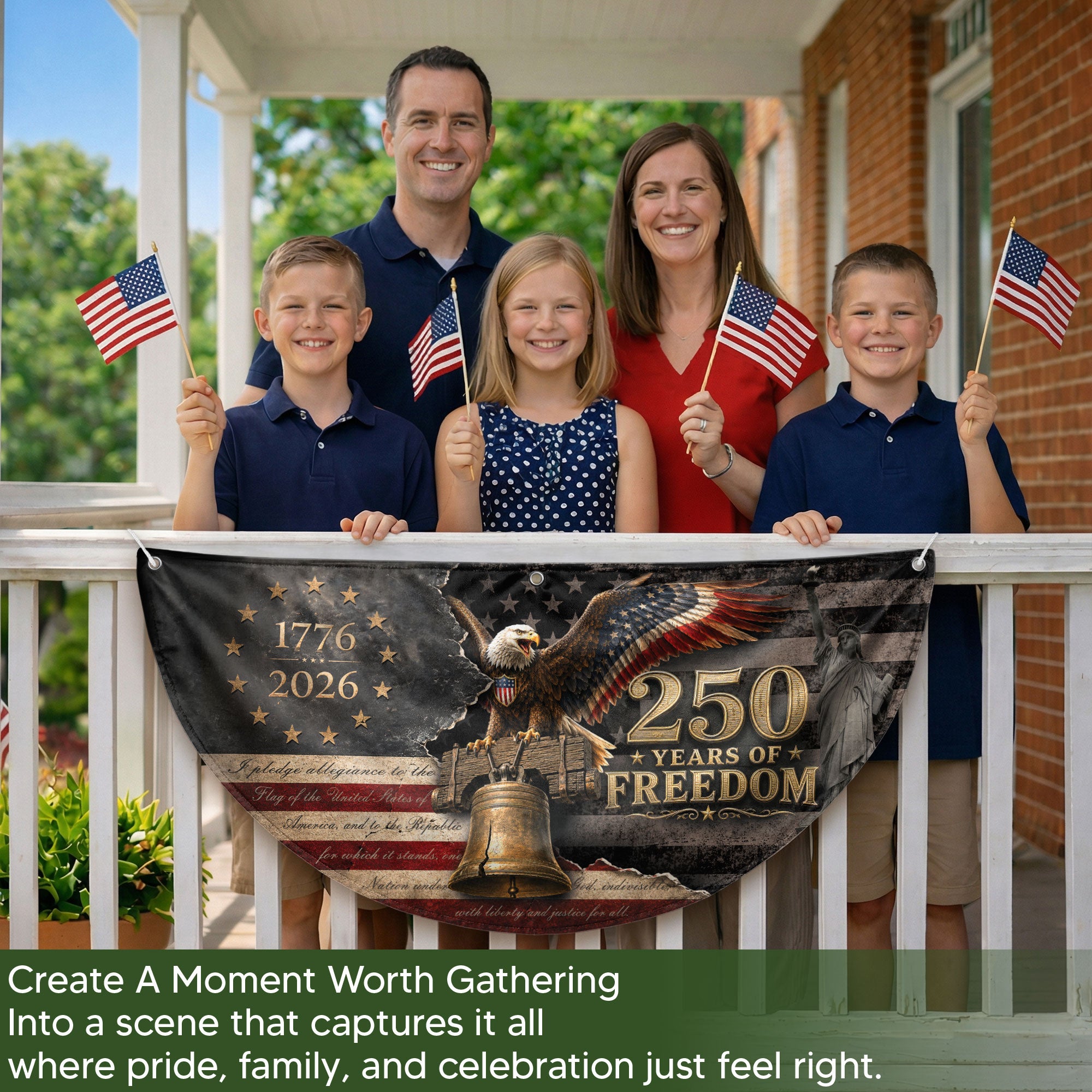 Fence Flag 250 Years Freedom Banner | 1776-2026 Liberty Bell Eagle Outdoor Decor