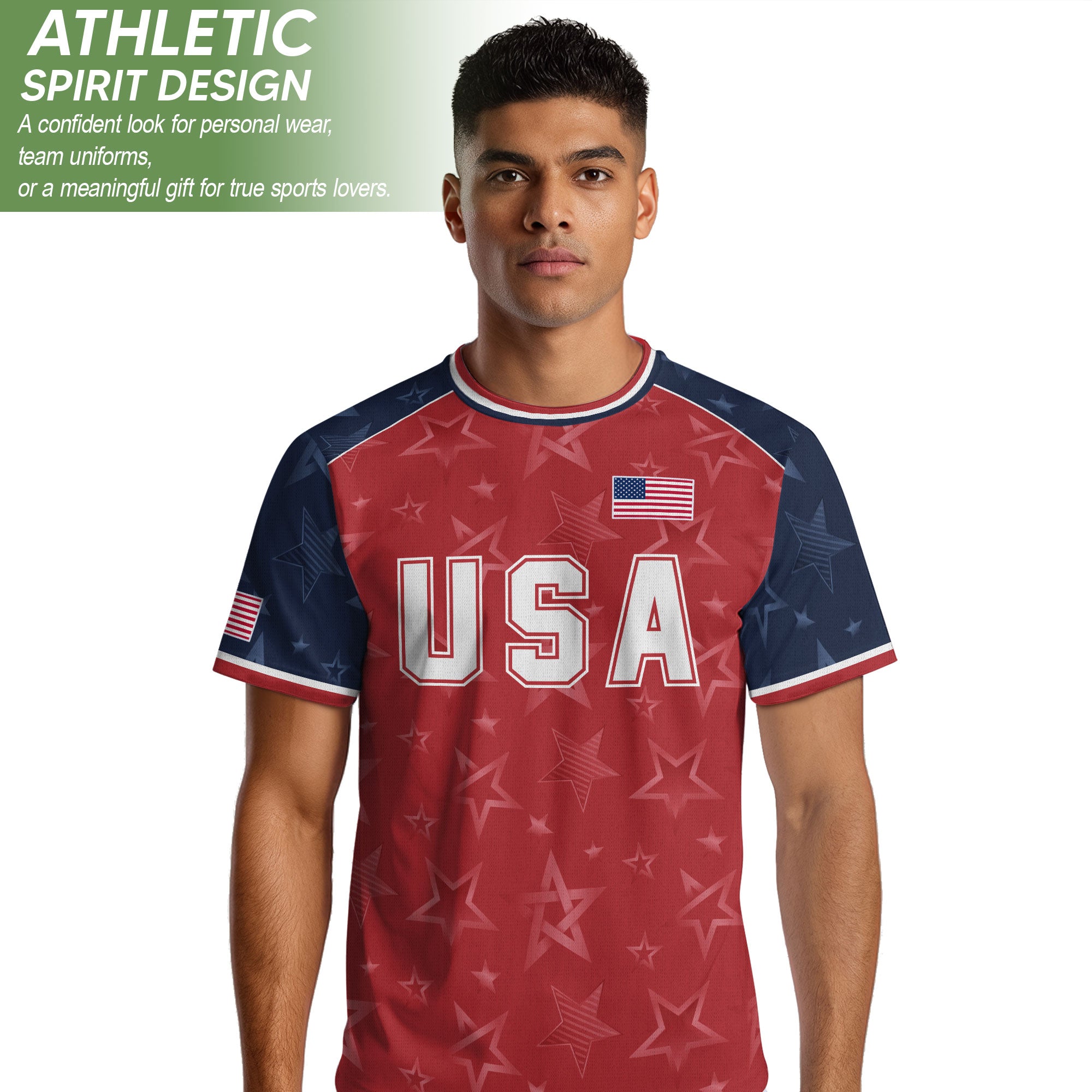 Orange Navy USA Soccer Jersey Men Patriotic United States Football Shirt White Eagle Crest Gift