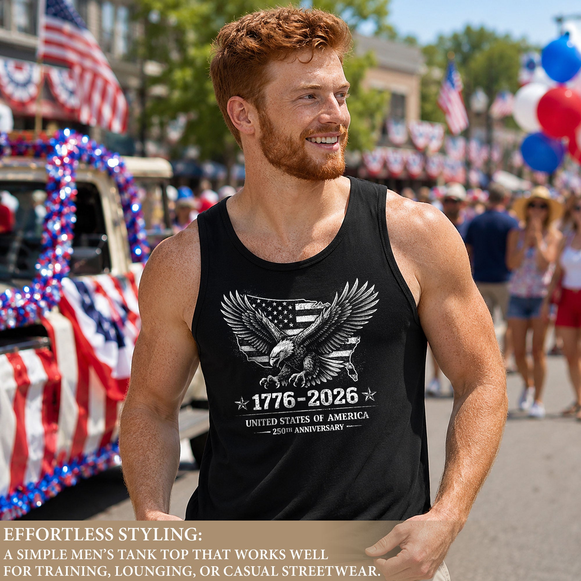 USA Mens Tank Top 1776-2026 Patriotic 250 Years Vintage Bald Eagle Map