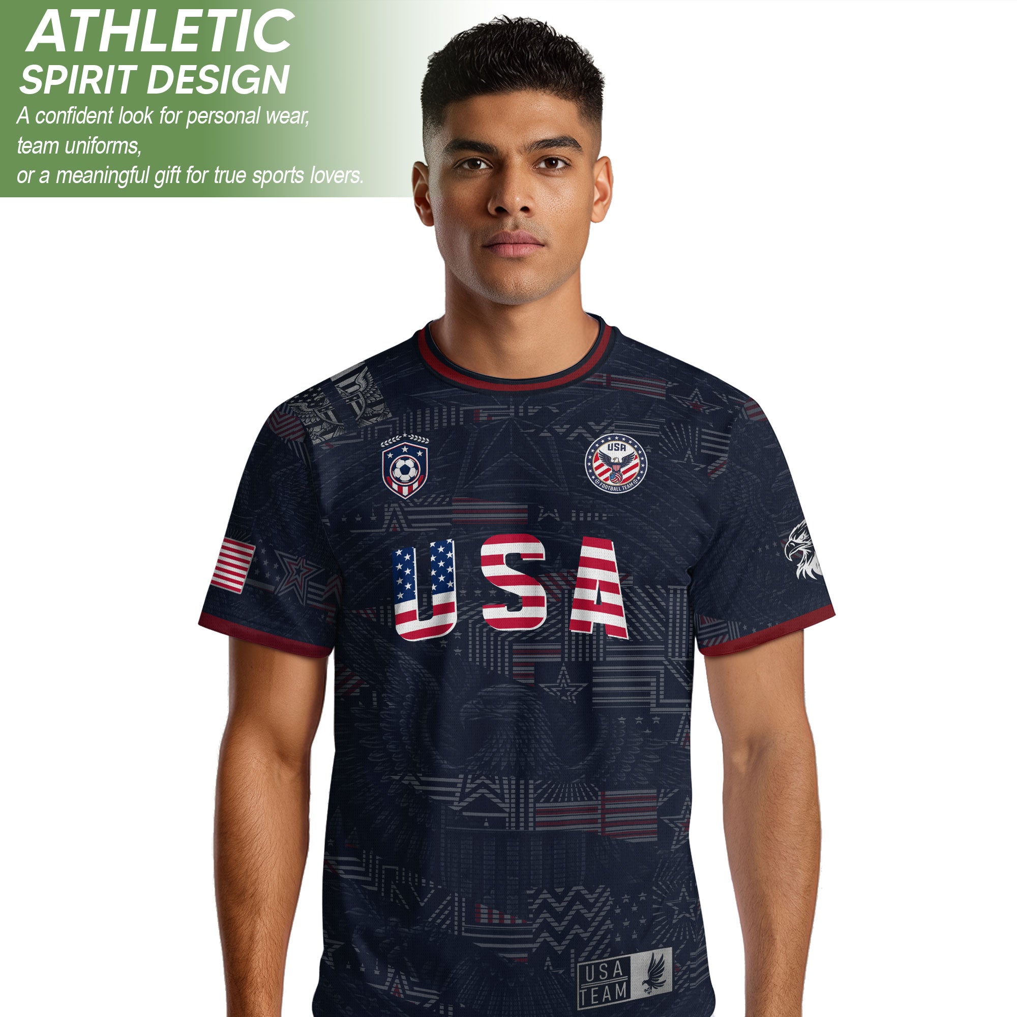 Adult Men Women USA Soccer Jersey Patriotic Flag Letters United States Fan Shirt