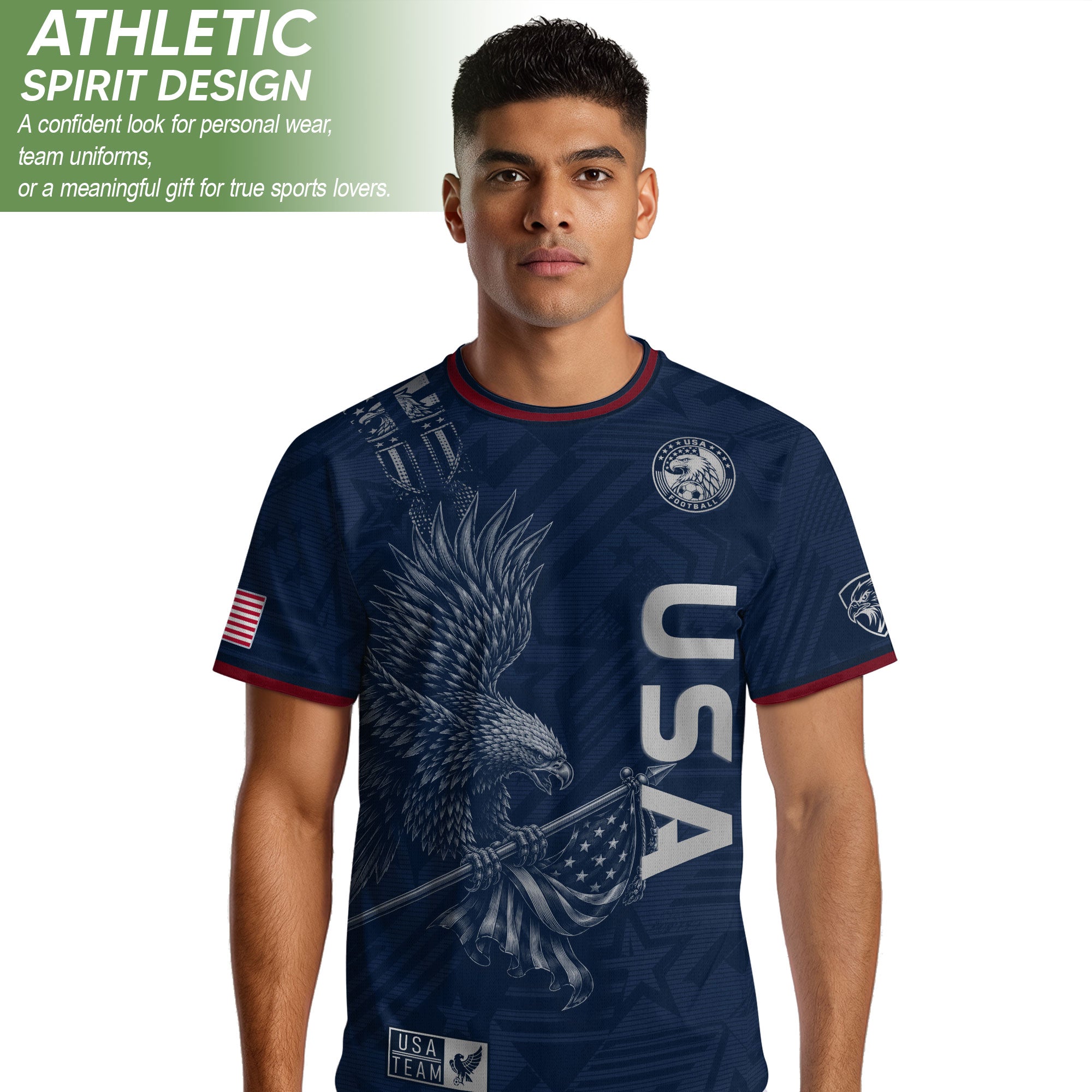 Patriotic Eagle Adult USA Soccer Jersey Navy Blue Shirt United States Football Tee