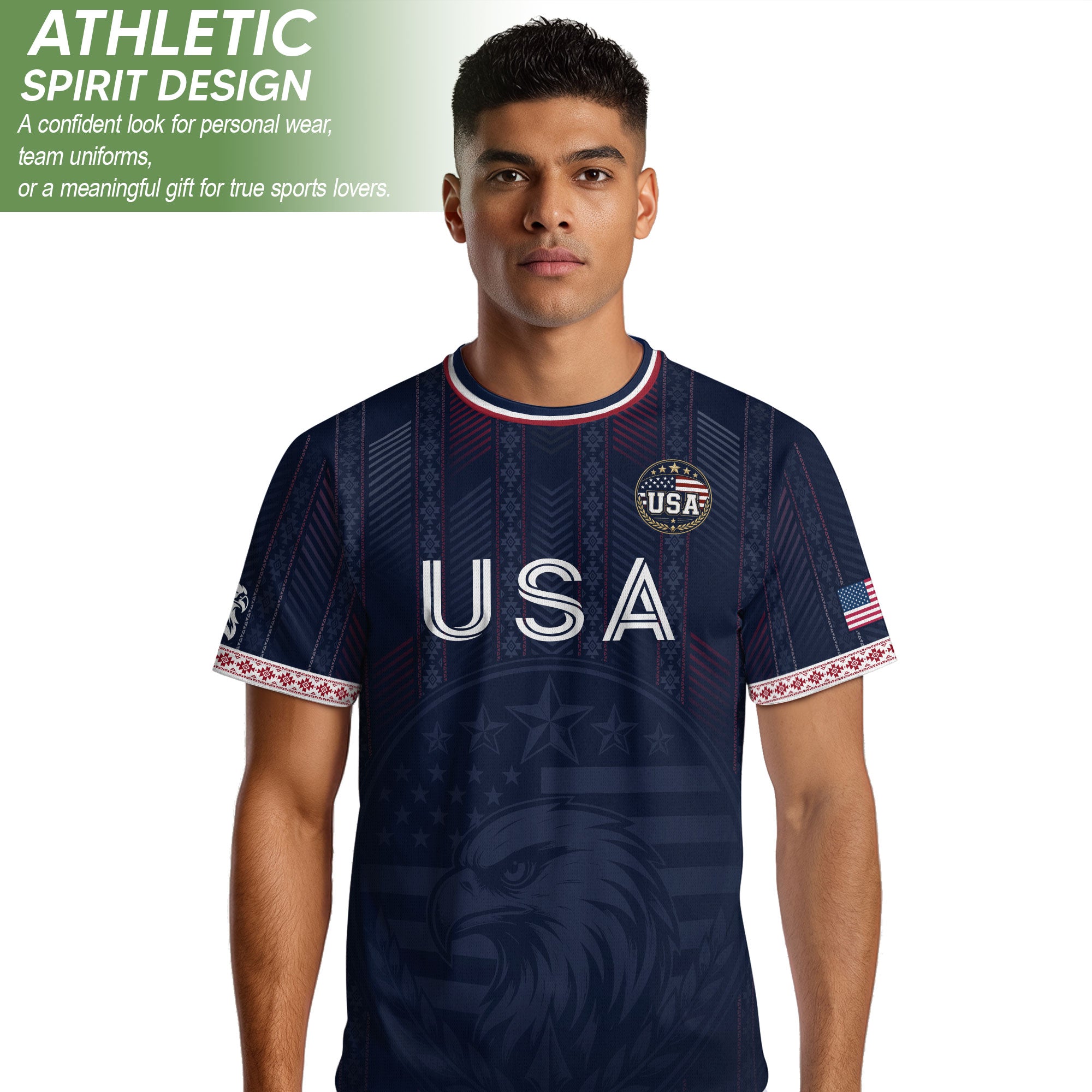 Navy Blue USA Soccer Jersey Patriotic Eagle Football Shirt American Flag Inspired Sports Fan Apparel for Men
