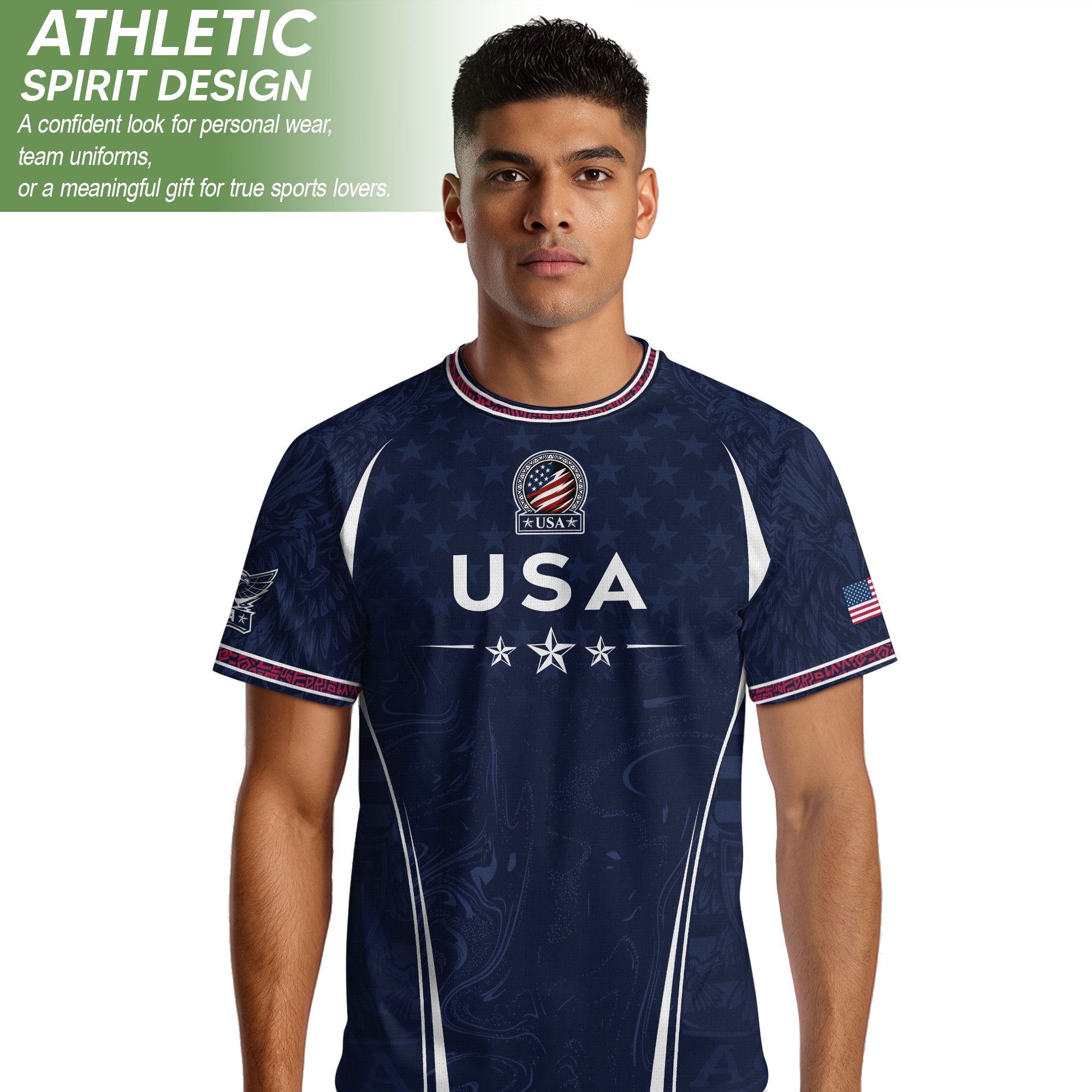 Navy Blue USA Soccer Jersey Patriotic Eagle Football Shirt American Pride Sports Fan Apparel for Men