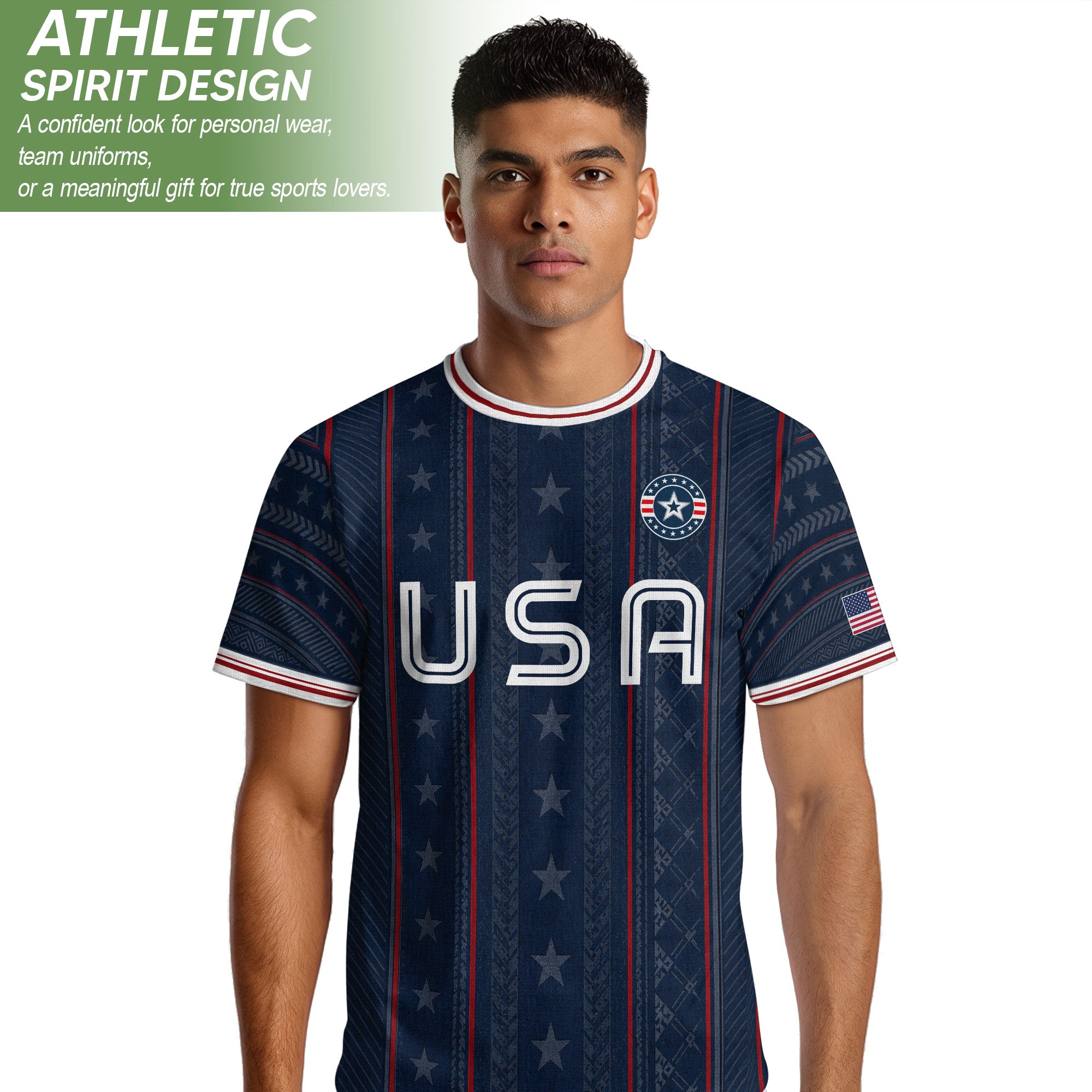 Navy USA Soccer Jersey American Pride Graphic Stripe Soccer Shirt Patriotic Fan Gear