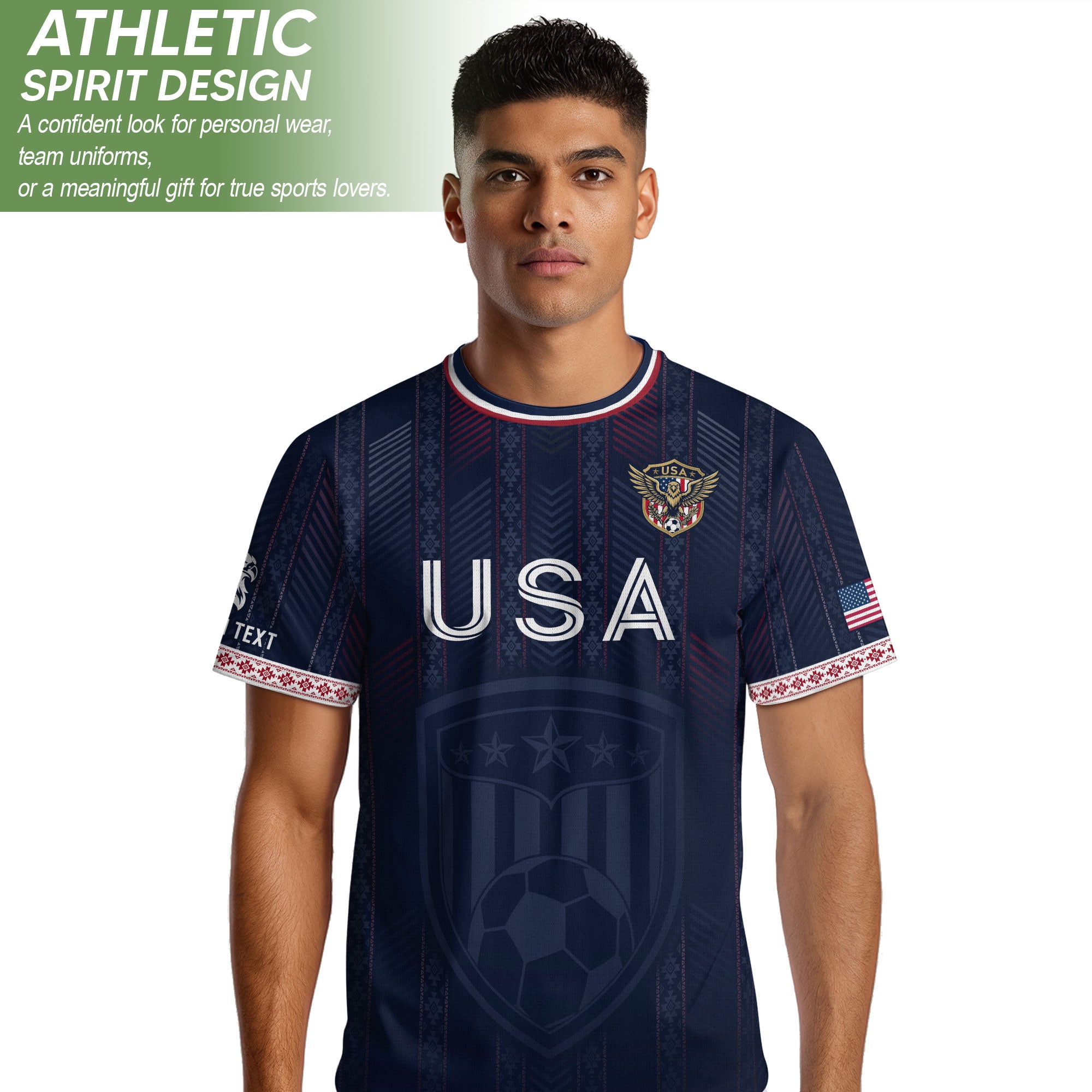 Men Athletic Sport T Shirt Outfits Personalized Custom Name USA Soccer Jersey
