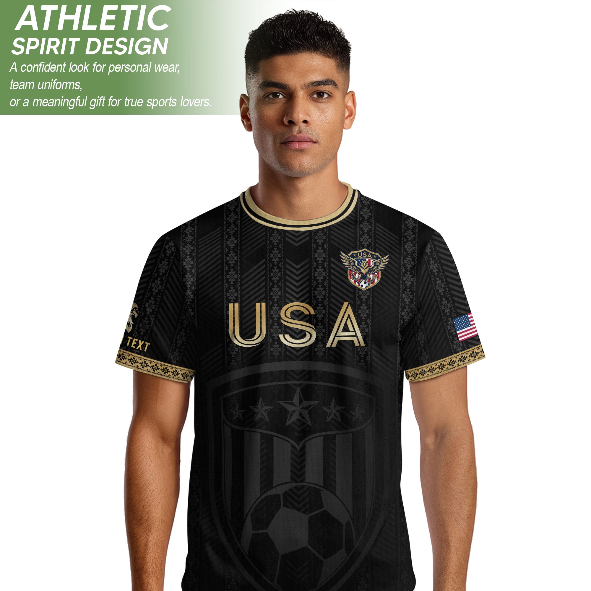 USA Soccer Jersey Style Men Athletic T Shirt Outfits Personalized Custom Name Tee