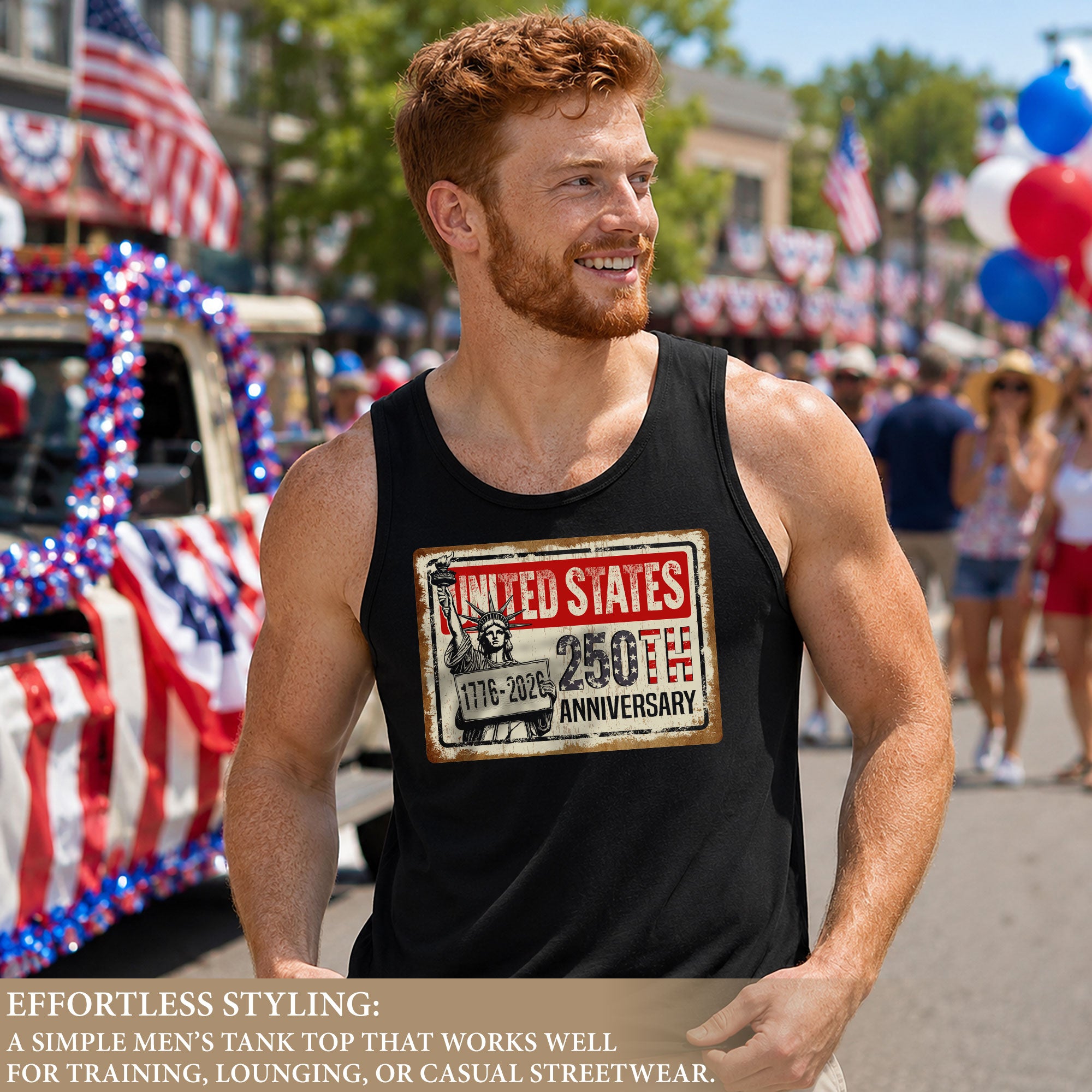 Tank Top Men Statue Of Liberty 1776-2026 United States 250th Anniversary Patriotic Vest