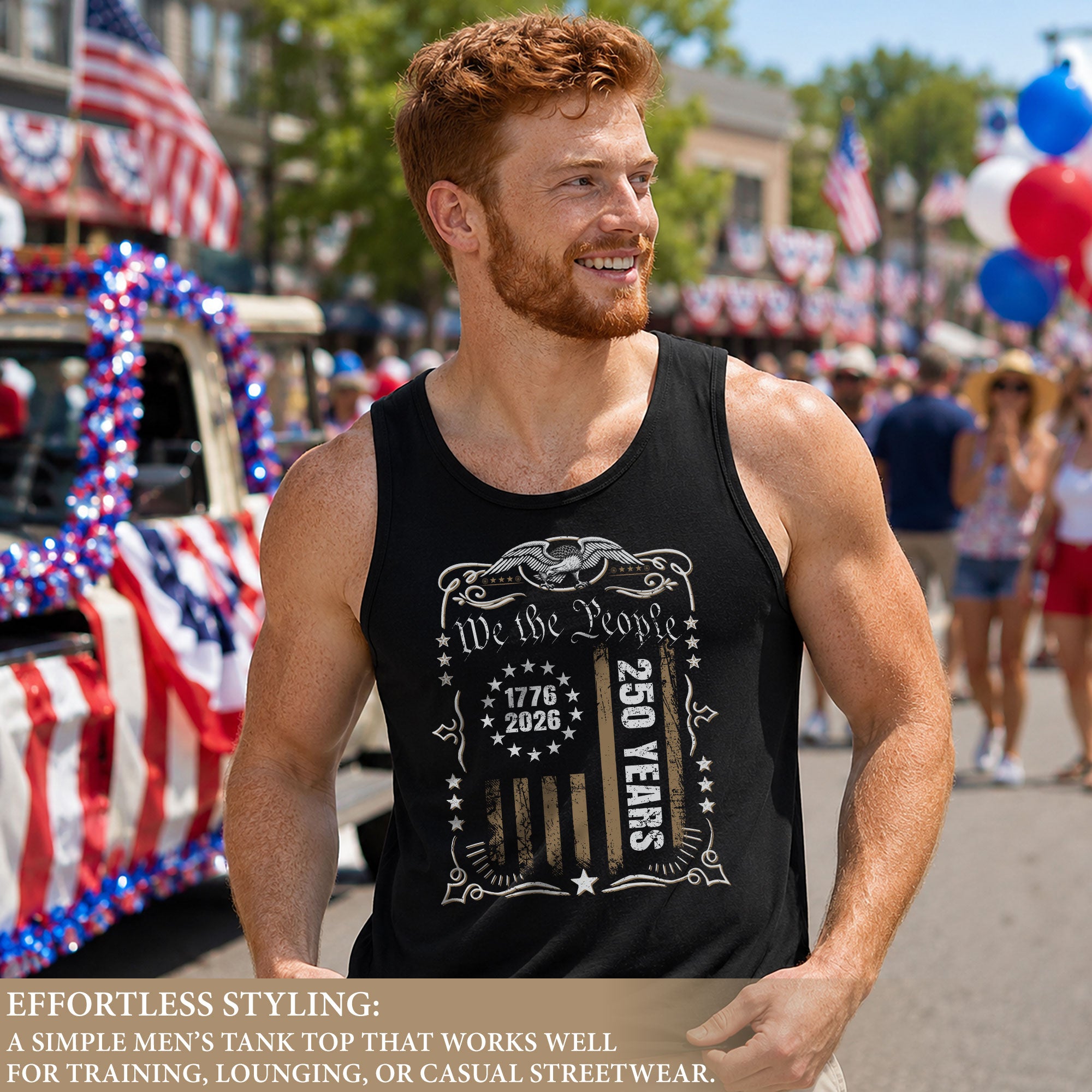 We The People Flag Tank Top 1776-2026 Patriotic Vintage Men Graphic Shirt