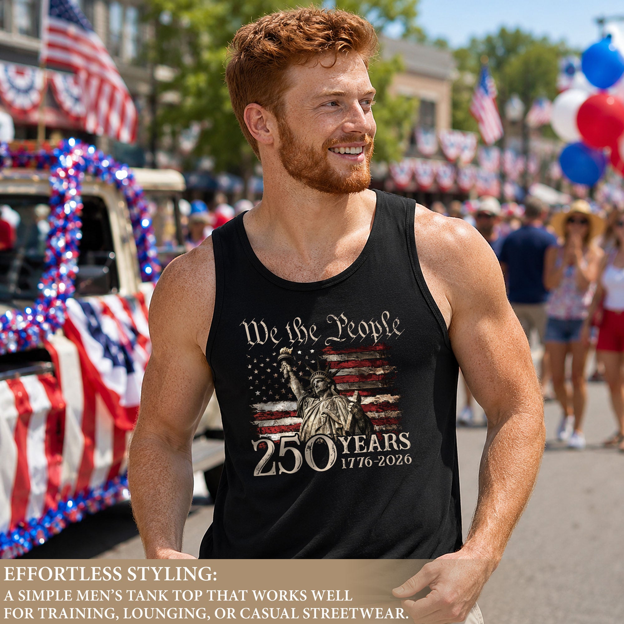 USA 250th Anniversary Men Tank Top Patriotic We The People Statue Of Liberty 1776-2026 Shirt