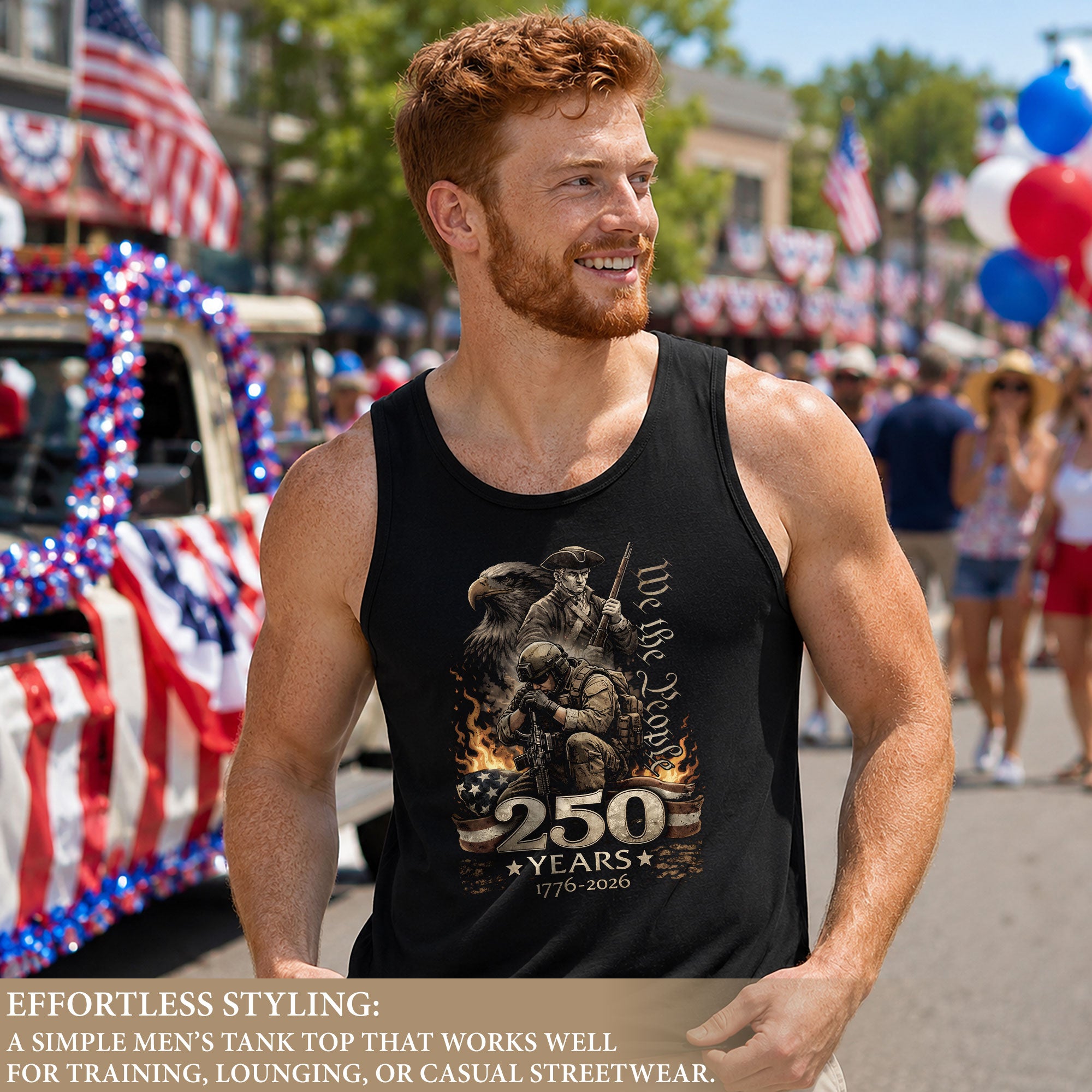 Independence 1776-2026 Men Tank Top Patriotic 250 Years Soldier We The People Veteran Shirt
