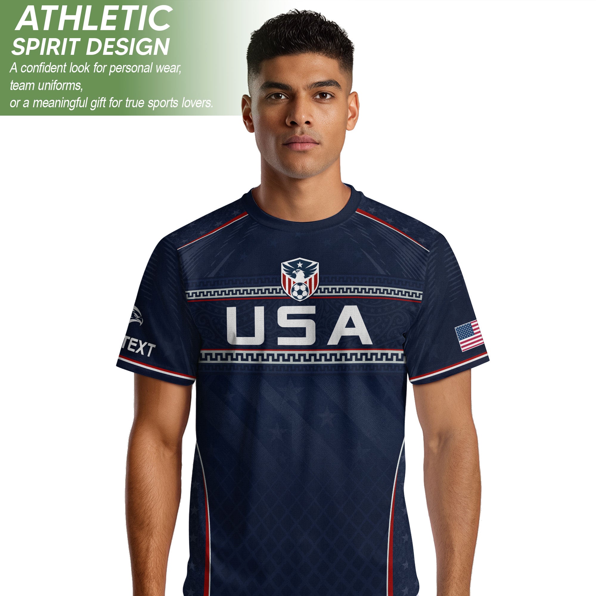 USA Soccer Jersey Custom Name Number Patriotic Navy Blue Athletic Sportswear Outfit