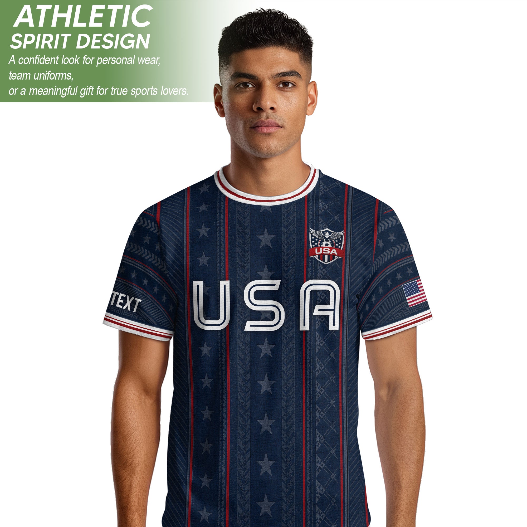 USA Soccer Jersey Custom Name Number Patriotic Navy Blue Stars Football Team Shirt